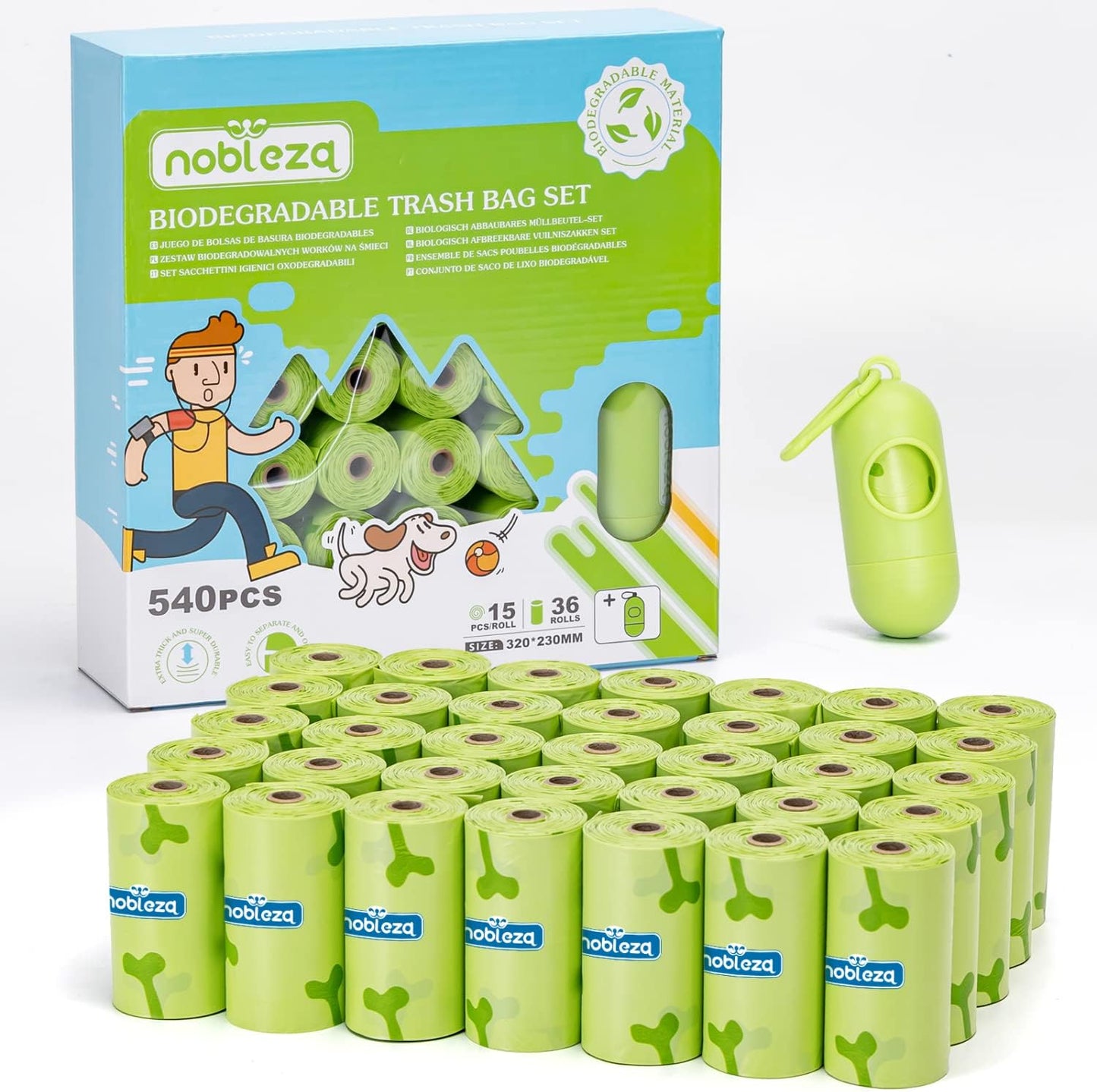 Dog Poo Bags with Dispenser, 360 Count - Extra Thick & Large, Unscented Leak-Proof