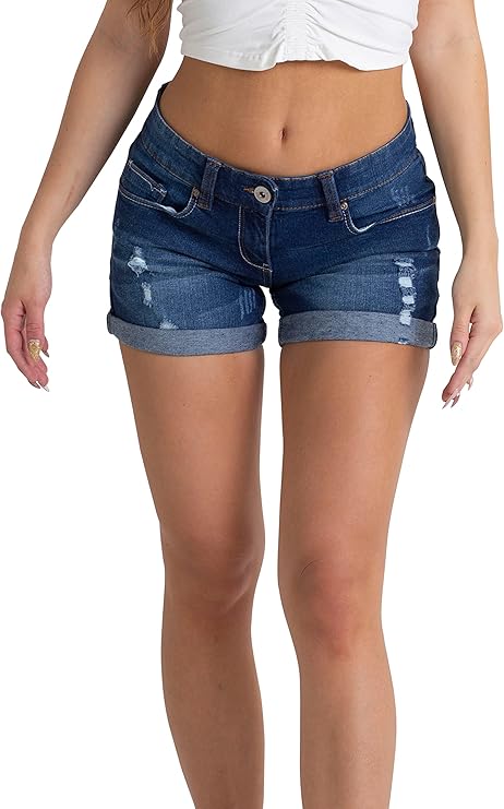 Women's Denim Shorts Skinny Distressed Ripped High Waisted Rollup Summer Ladies Denim Jeans Short