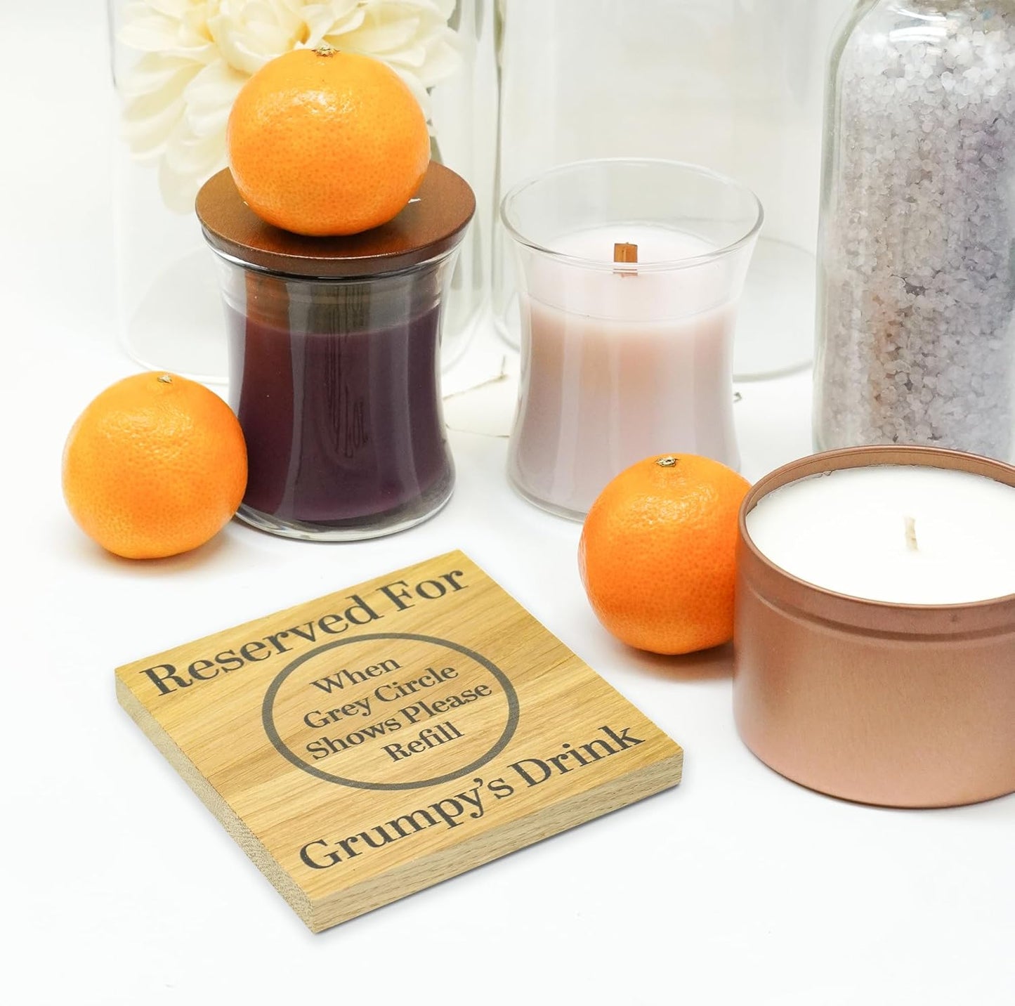 Reserved for Grumps Drink Oak Veneer Coaster (Grumpy Solid Oak)