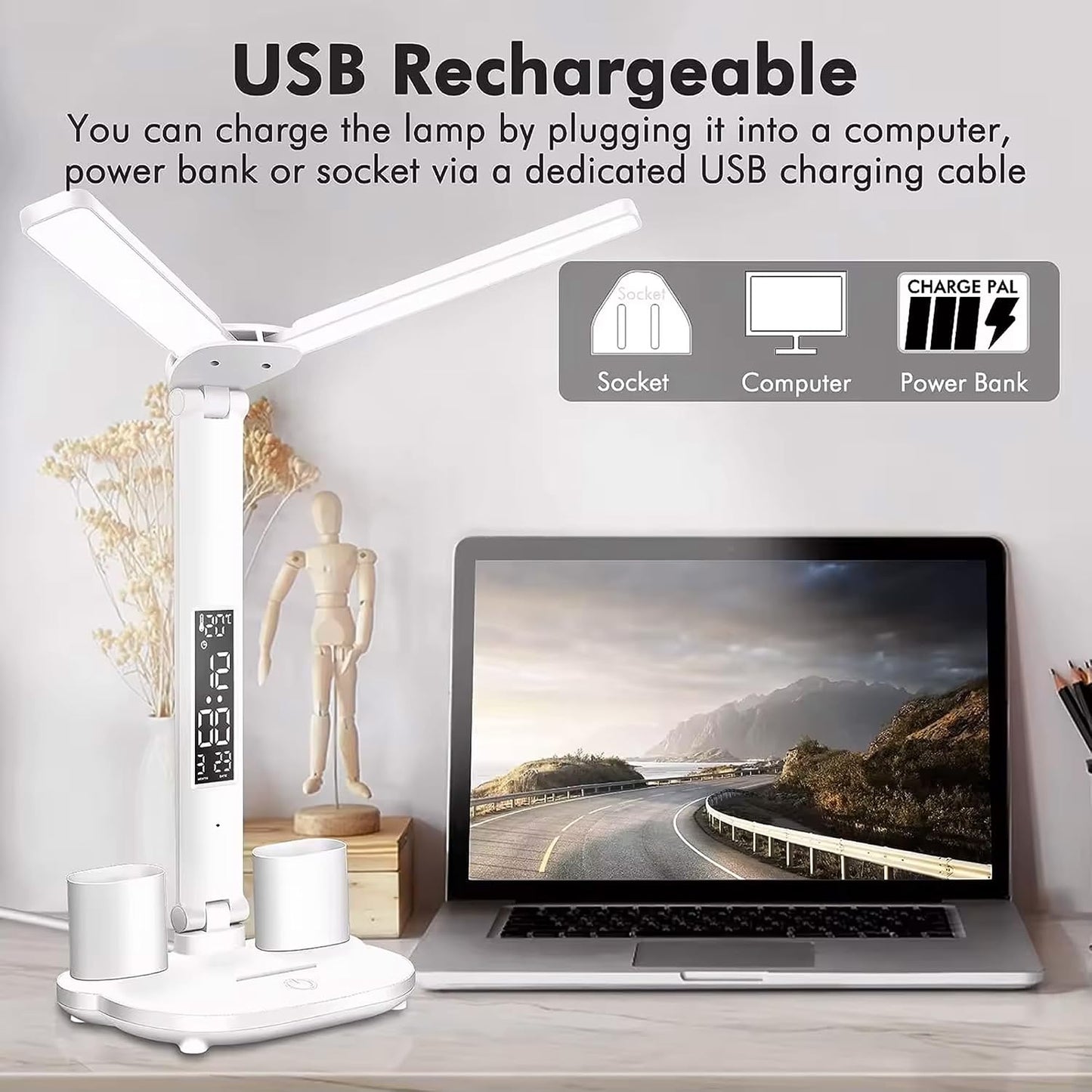LED Dimmable Desk Lamp with 3 Color Temperatures and LCD Display