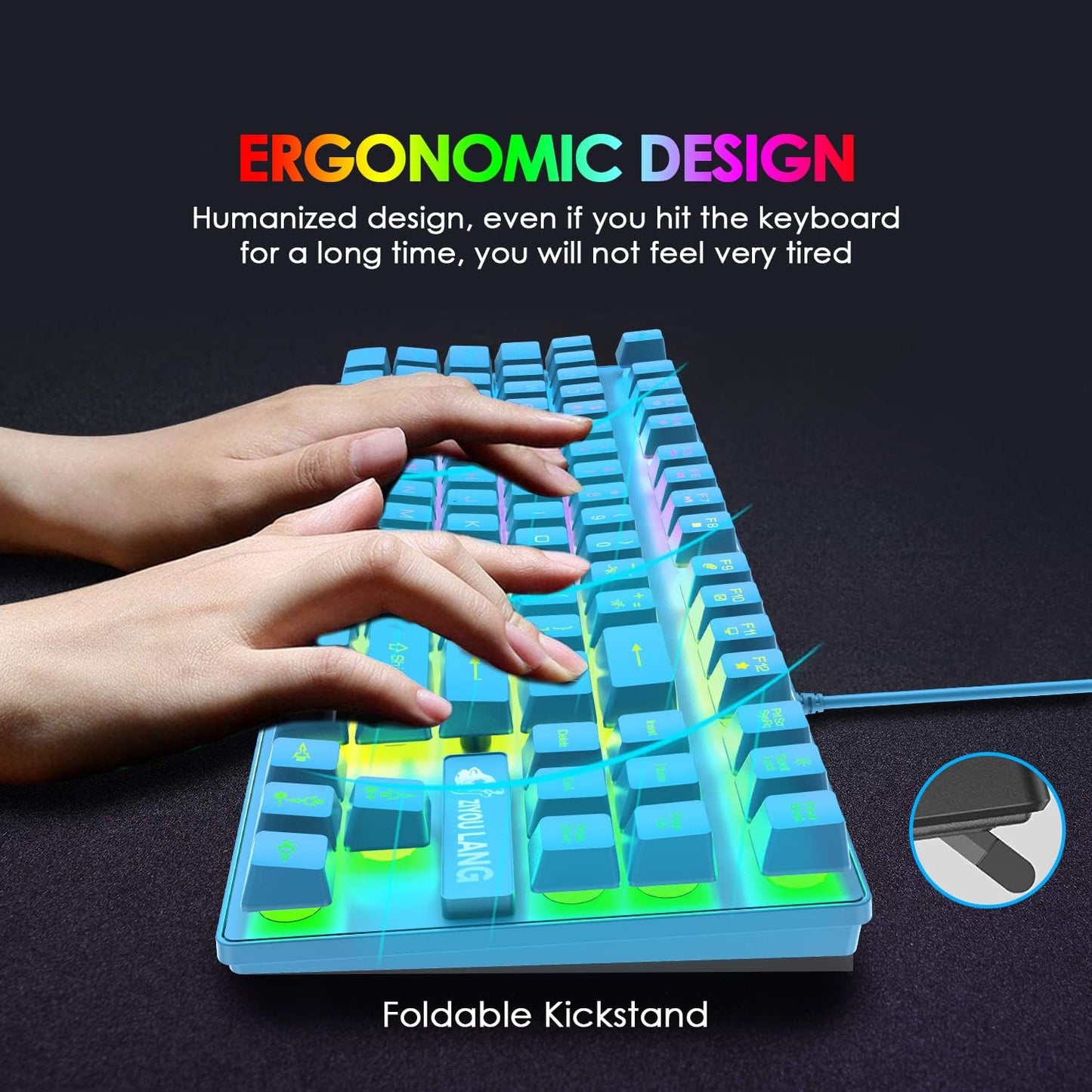 UK Gaming Keyboard Mouse Combo with RGB Backlit Keys and Programmable Mouse