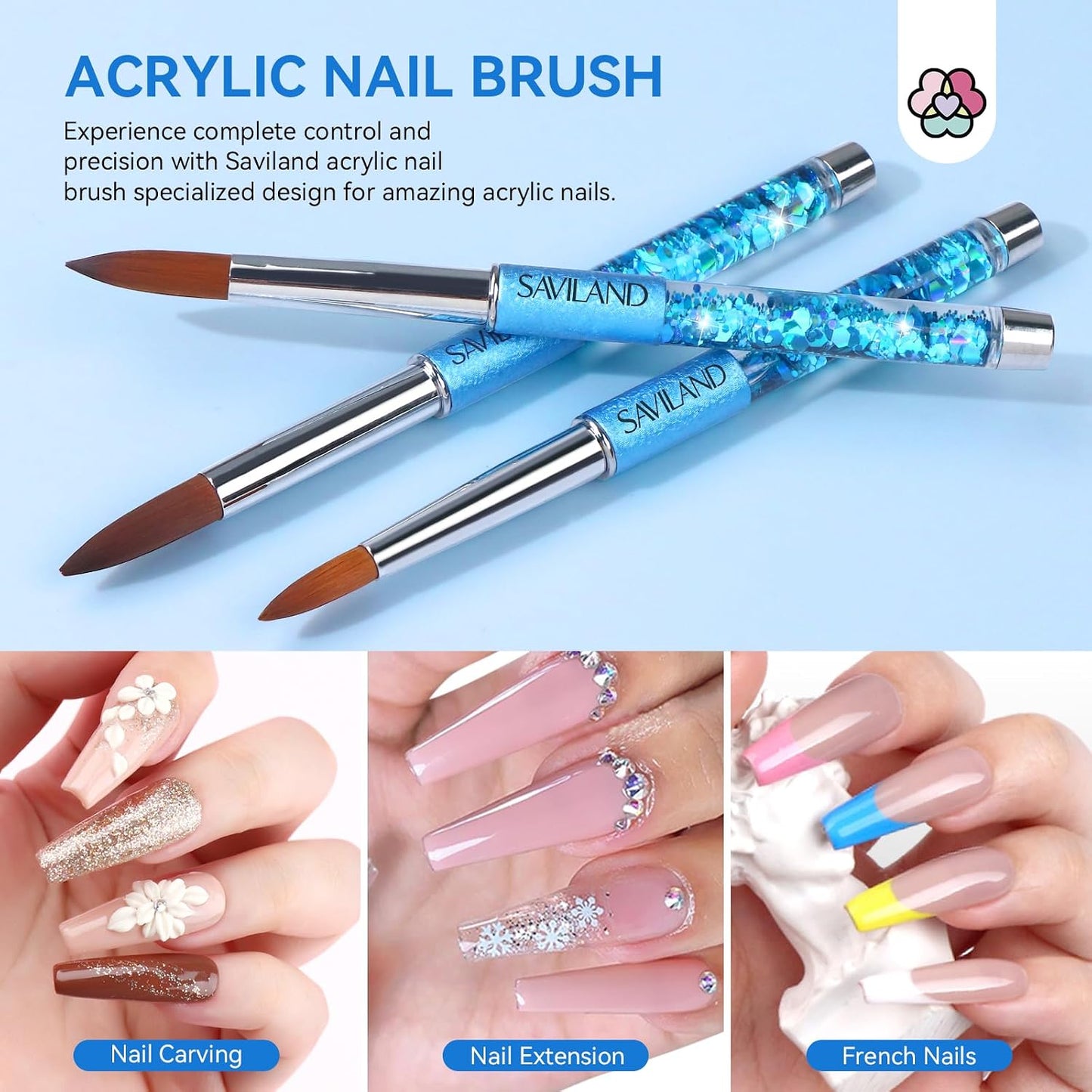 Acrylic Nail Brush Set with Synthetic Bristles
