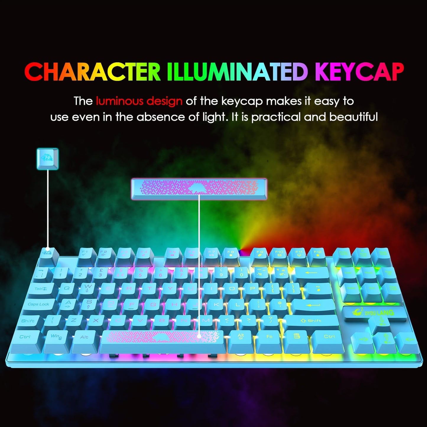 UK Gaming Keyboard Mouse Combo with RGB Backlit Keys and Programmable Mouse