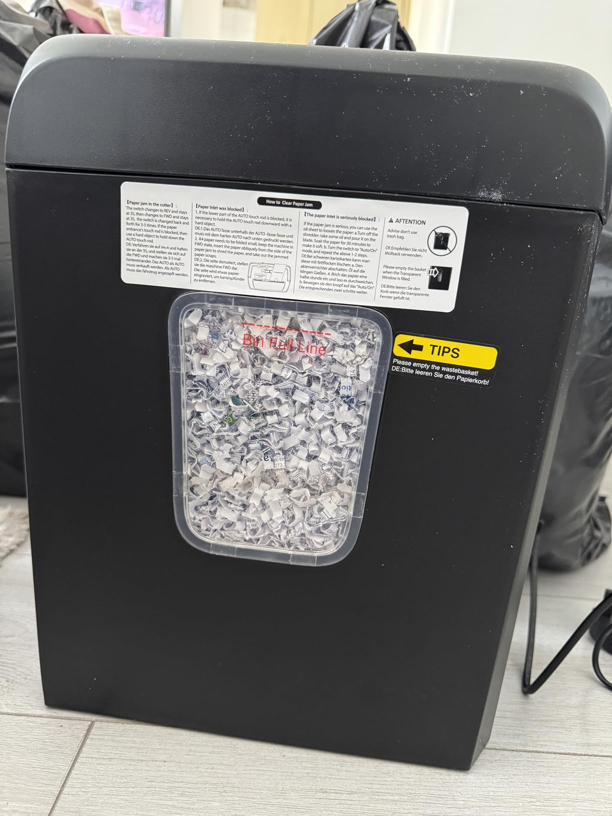 Bonsaii 6 Sheet Cross Cut Paper Shredder, Compact Shredder for Home & Small Office Use, Shreds Credit Cards, Staples, and Clips, Portable Handle Design, 13L Bin (C237-B Upgrade Version)