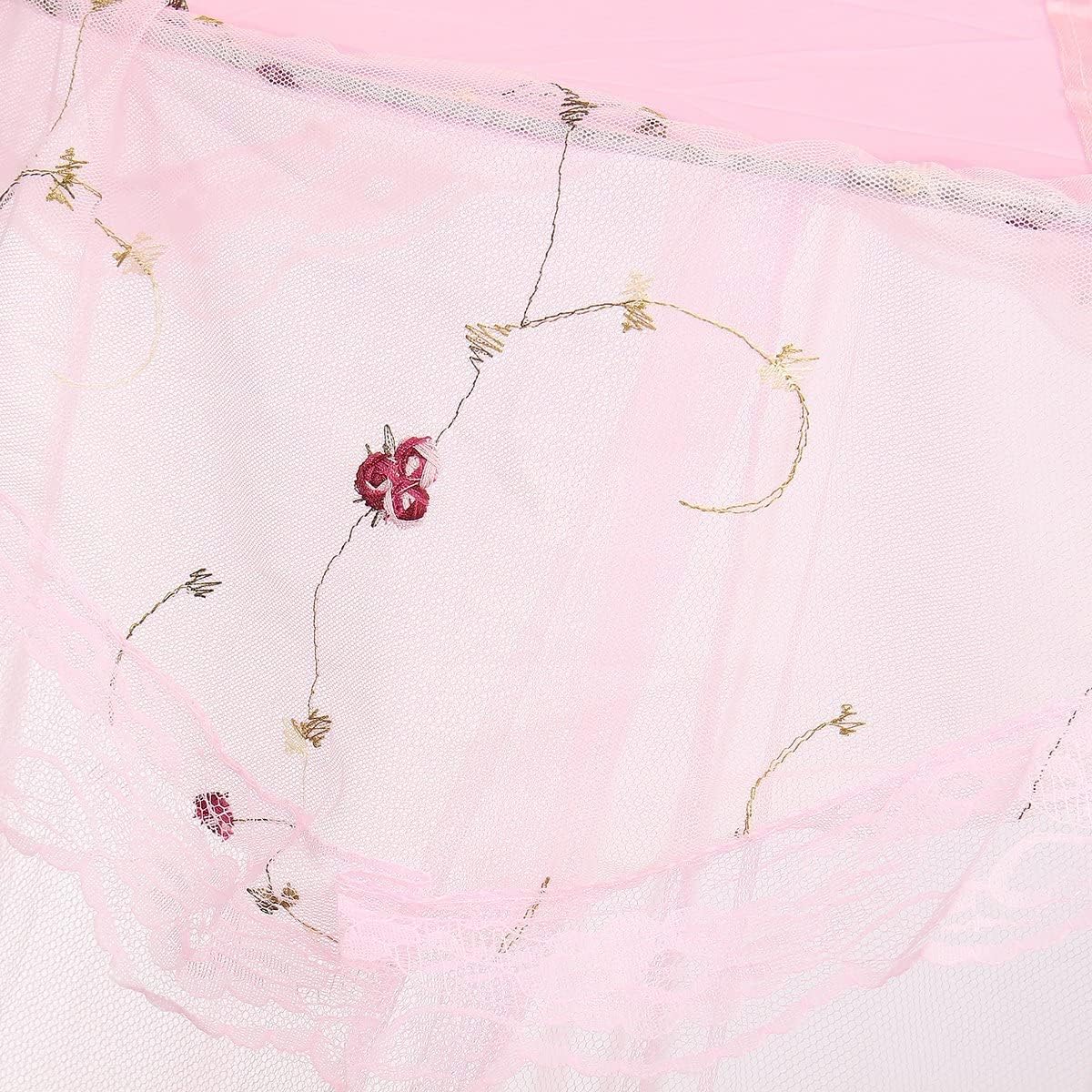 Mosquito Mesh Net Large Dome Hanging Canopy for Girls With Round Lace for Punch-free Installation - Single to Double Bed - Ideal for Bedroom Decorative