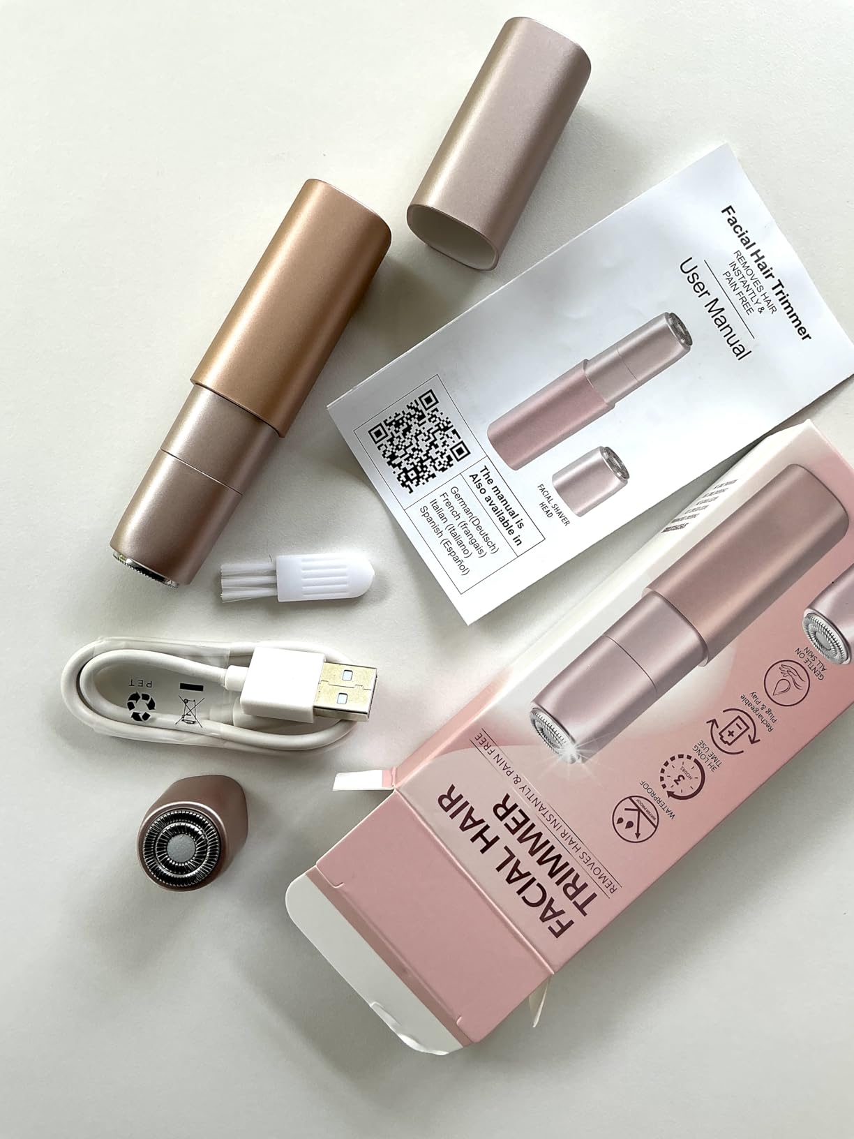 Facial Hair Remover for Women, Painless Lady Shaver with one Replacement Head