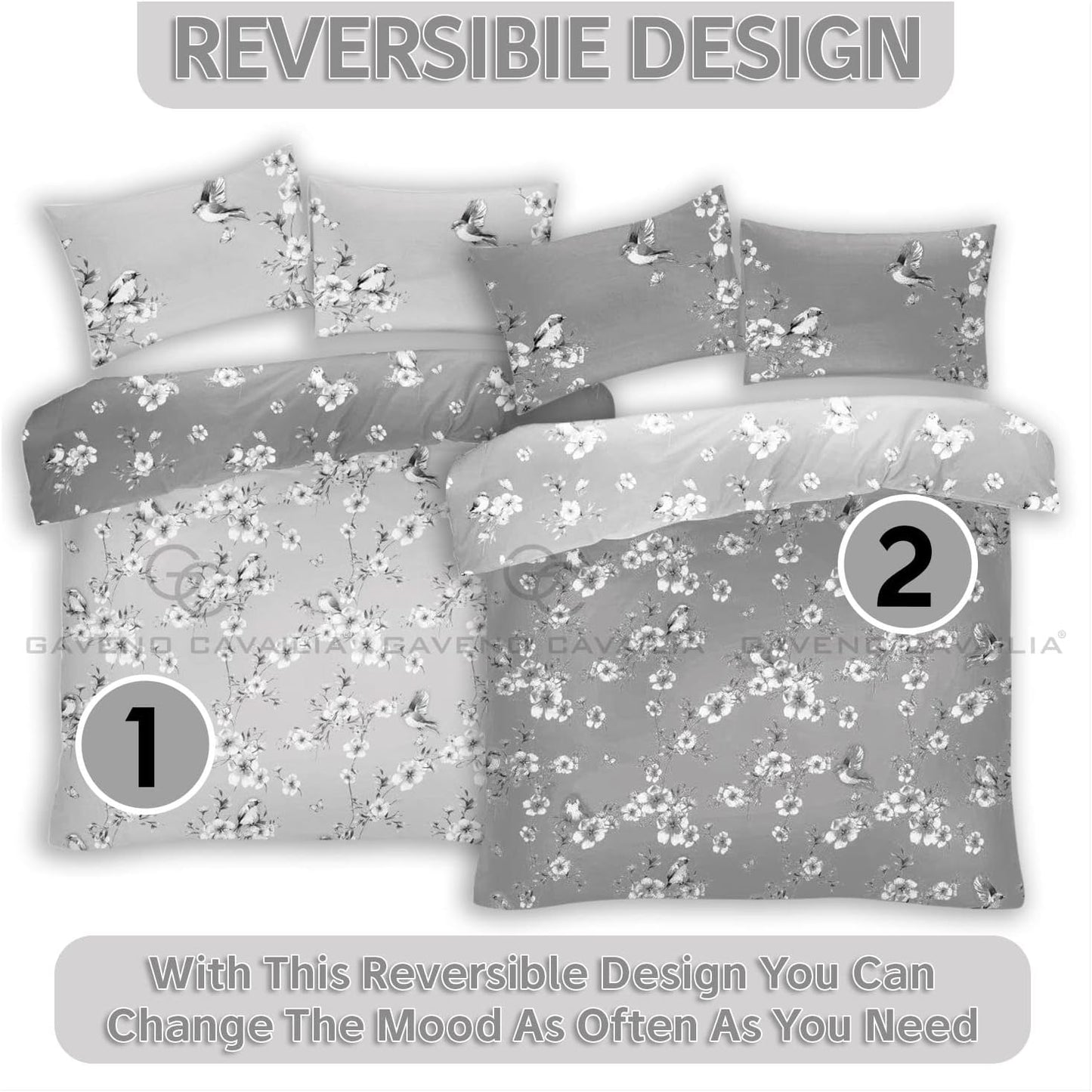 Duvet Cover With Pillow Cases - Polycotton Quilt Cover - Bedding Set King Size- Grey