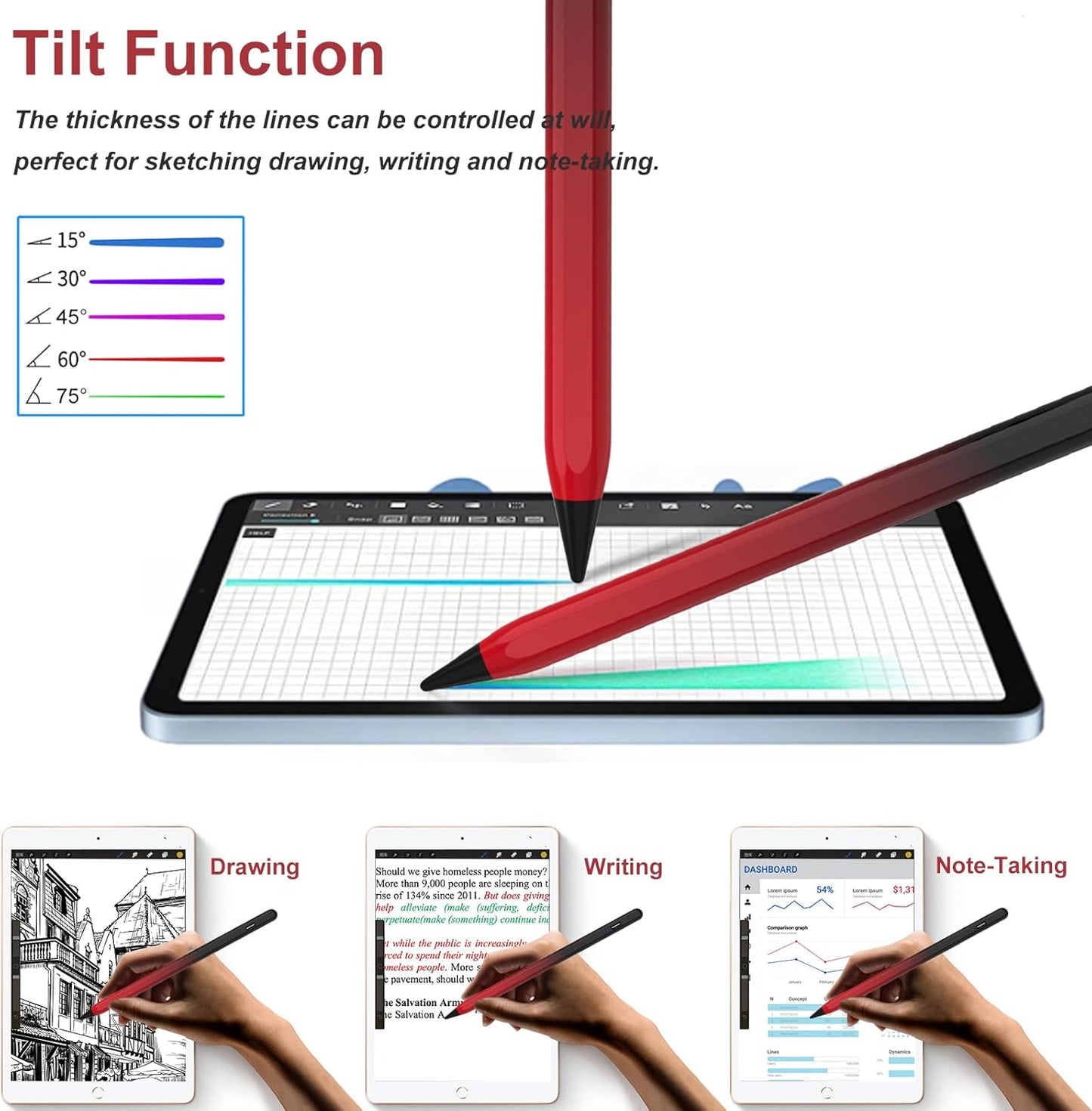 Pencil for iPad (2018-2025), Pixel-Perfect Precision, Tilt Sensitivity & 2X Faster Charge, Compatible Apple iPad 11/10/9/8/7/6th Gen, Pro 12.9/11/13 Inch M4, Air 3/4/5/M2/M3, Mini 5/6