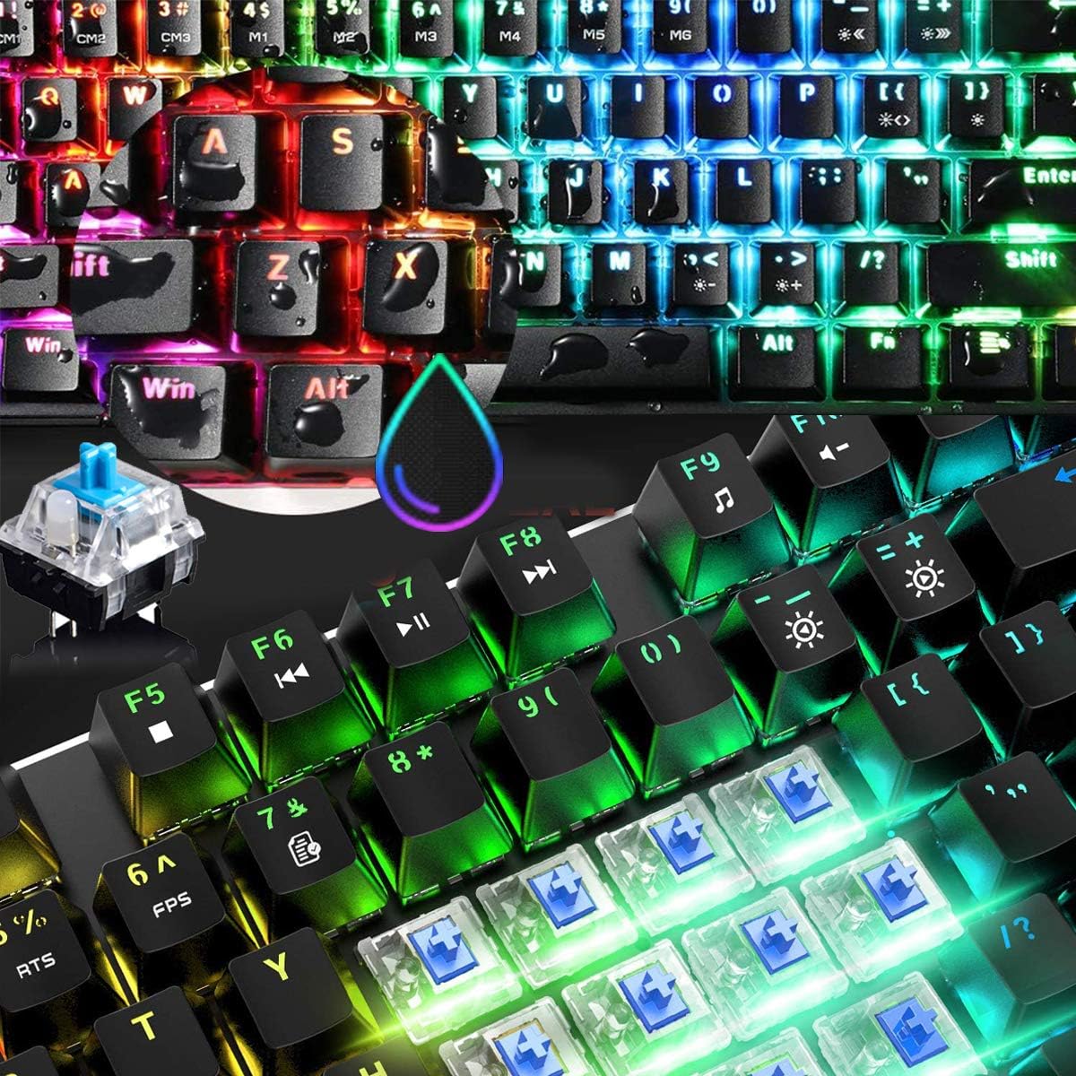 60% Mechanical Mini 68 Key RGB Backlit Wired USB C Gaming Keyboard with Mouse and Mouse Pad