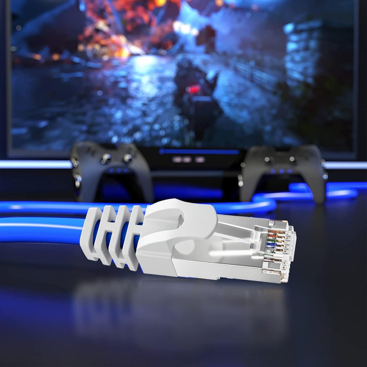 Ethernet Cable 30m, Cat6 FTP Shielded Internet Cable, High Speed Gigabit RJ45 Network LAN Cable Outdoor Indoor, 24AWG 550MHz Broadband Patch Cord for Router Modem Switch - Blue