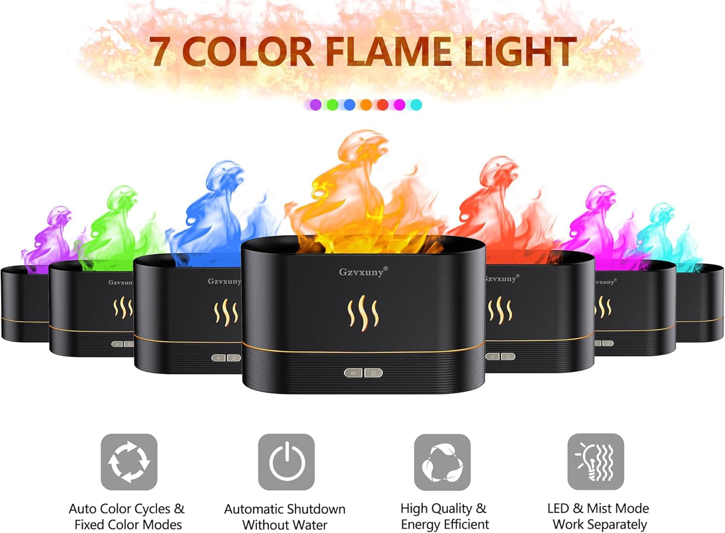 Flame Essential Oil Diffuser, Electric Aroma Diffuser, Waterless Auto-Off for Home Office Room