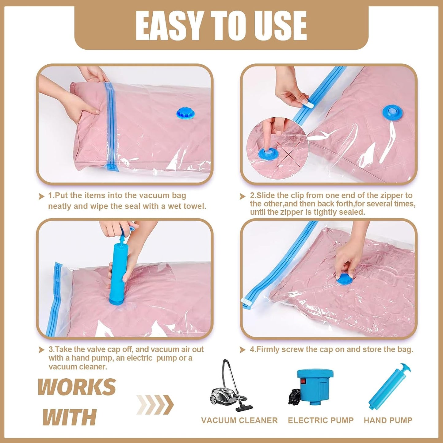 Medium Vacuum Storage Bags with Hand Pump