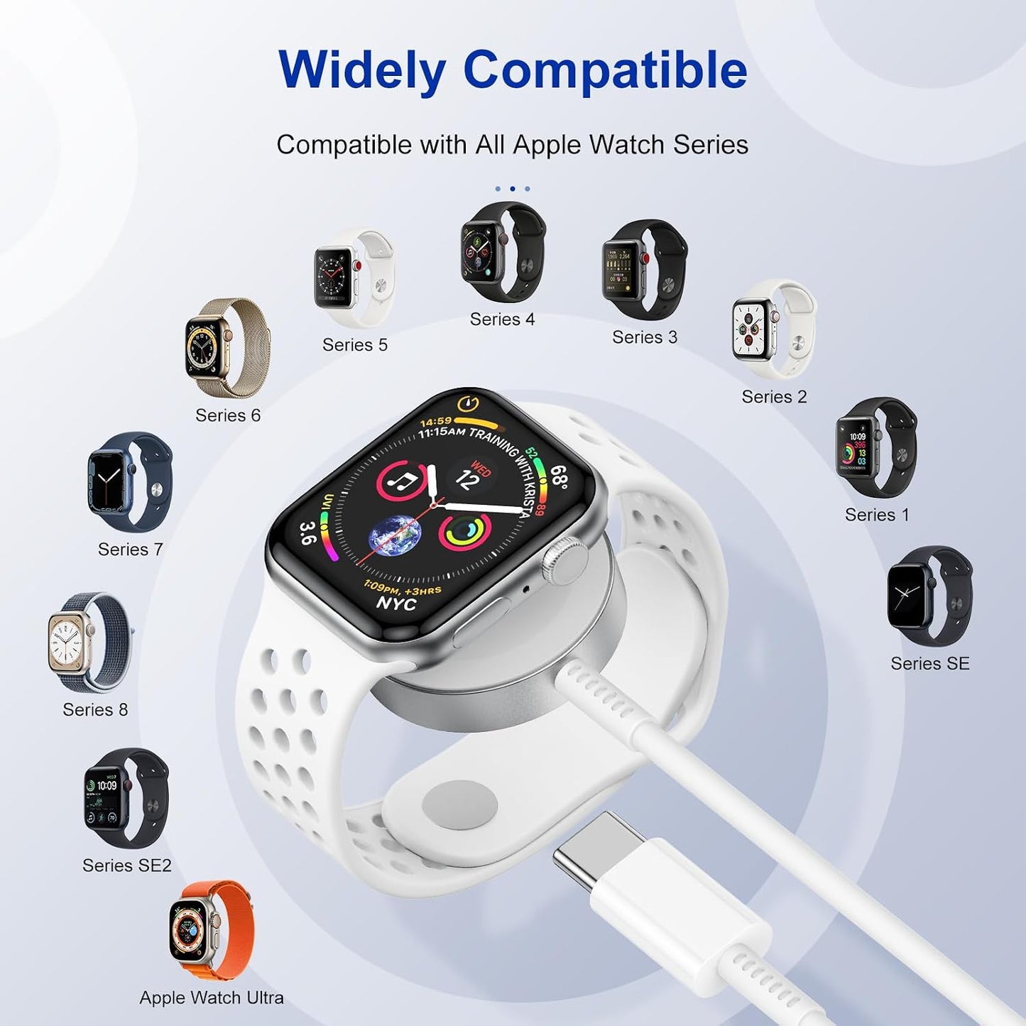USB C Charging Cable for Apple Watch Series 8/7/6/5/SE - 2M Fast Charging Cord