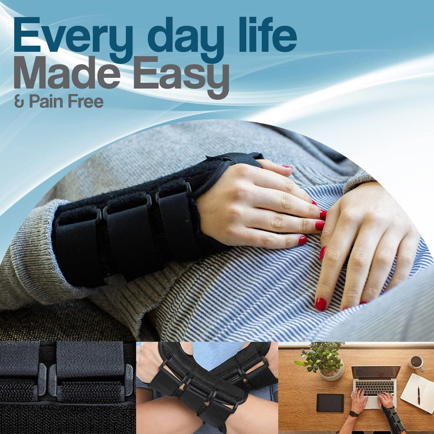 2PCS Wrist Splint for Carpal Tunnel Syndrome - Supportive Hand Brace for Arthritis Relief and Sports Injuries