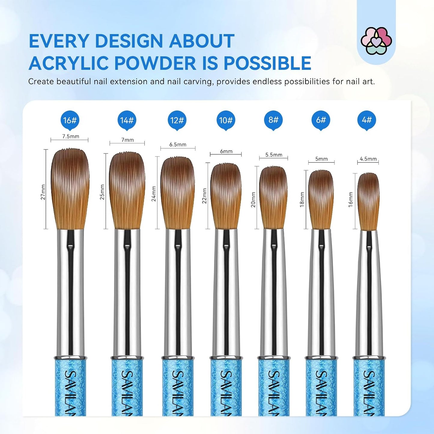 Acrylic Nail Brush Set with Synthetic Bristles