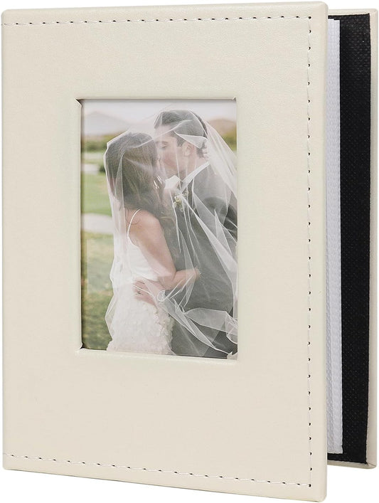 Small Photo Album with Front Window and Premium Leather Cover