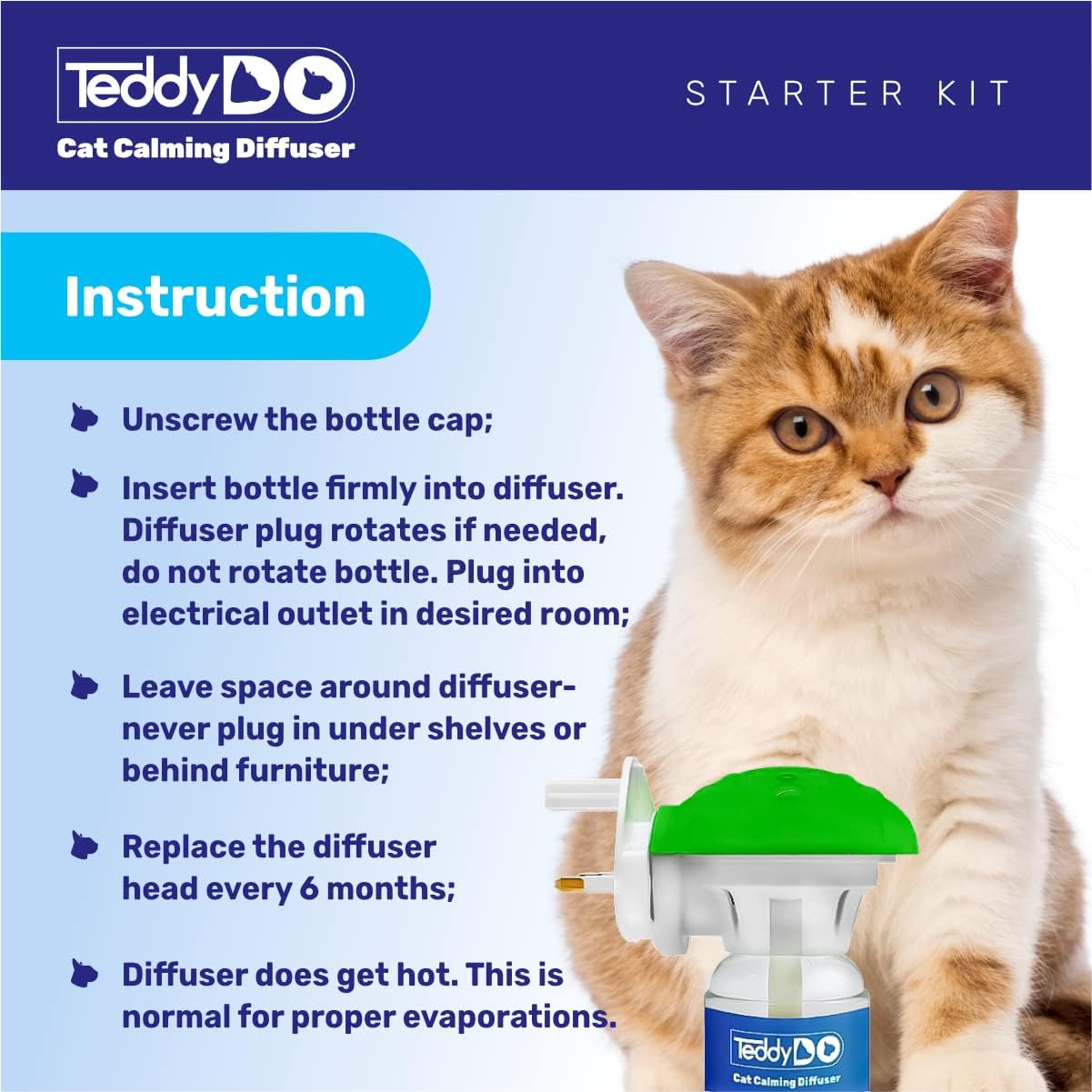 Cat Calming Diffuser Plug-In, 2x48ml Refills, Helps Reduce Scratching, Spraying & Anxiety, Safe Stress Relief