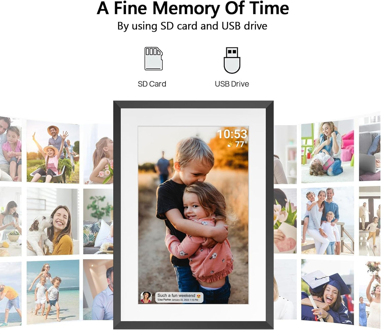 WiFi Digital Photo Frame, 10.1 Inch Digital Picture Frame, 1280x800 IPS LCD Touch Screen, Auto-Rotat