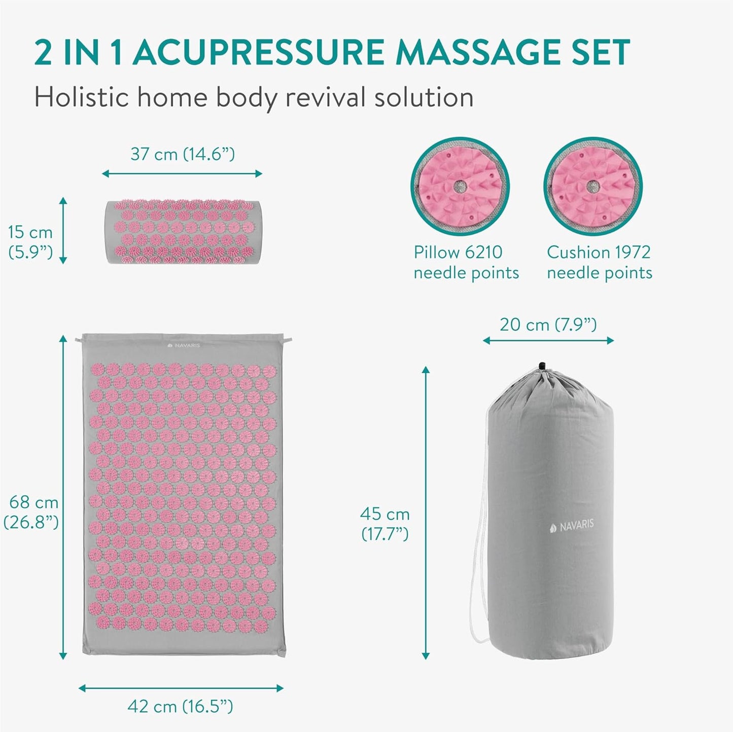 Acupressure Mat and Pillow Set - Acupuncture Mat for Back, Neck, Shoulders, Muscles, Relaxing - Includes Carry Bag