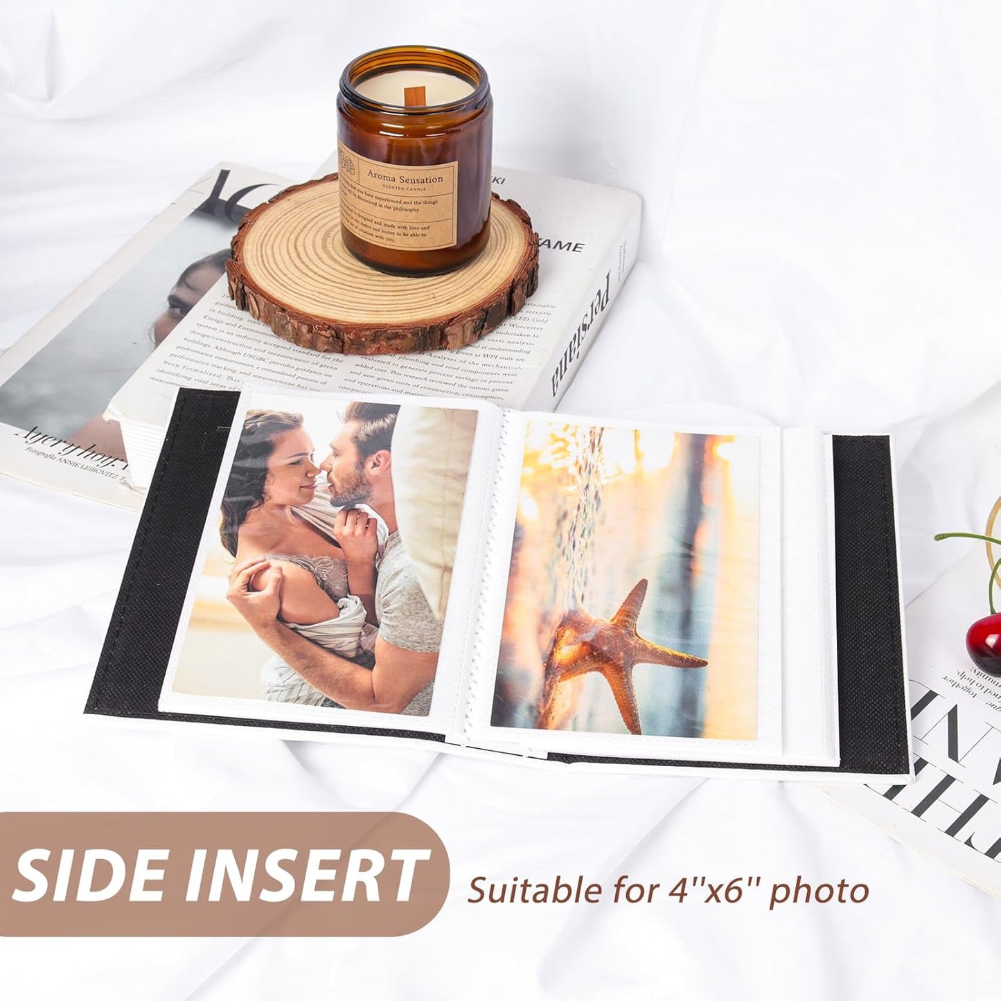 Small Photo Album with Front Window and Premium Leather Cover