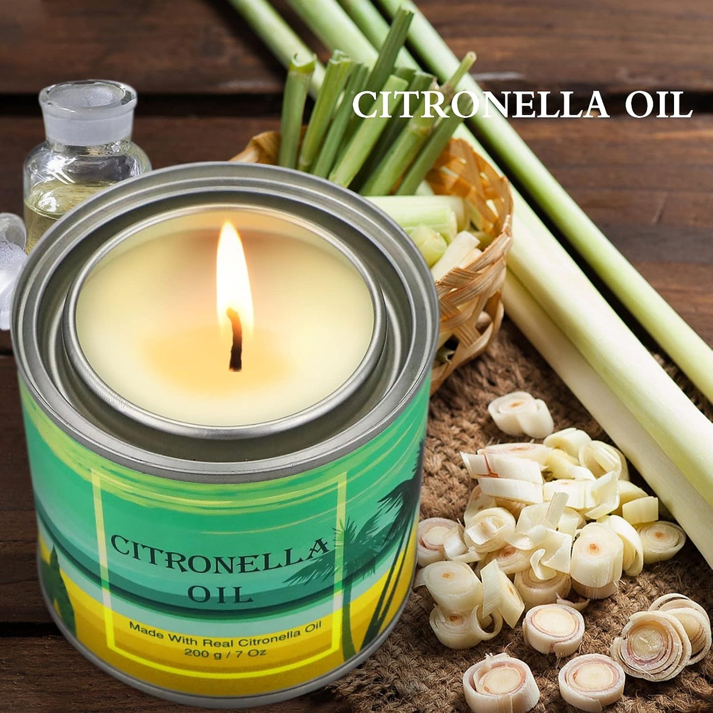 Citronella Candles Scented in Portable Tin Natural Soy Wax with Citronella Oils for Garden Backyard Patio Long Lasting