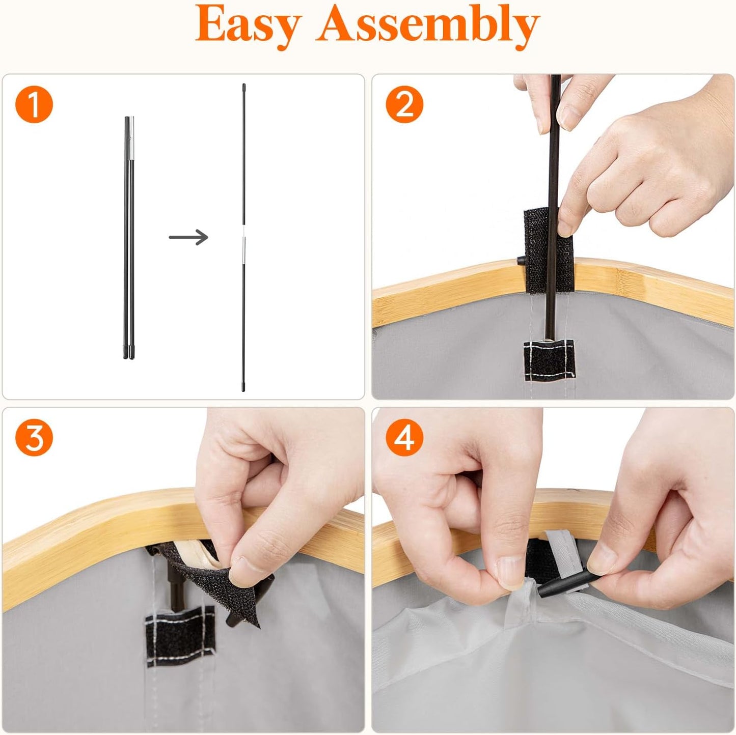 50L Slim Laundry Hamper with Lid, Narrow Laundry Basket with Removable Bag & Bamboo Handles, Fodable Thin Dirty Clothes Hamper for Laundry Collapsible Bin for Bathroom Bedroom Dorm