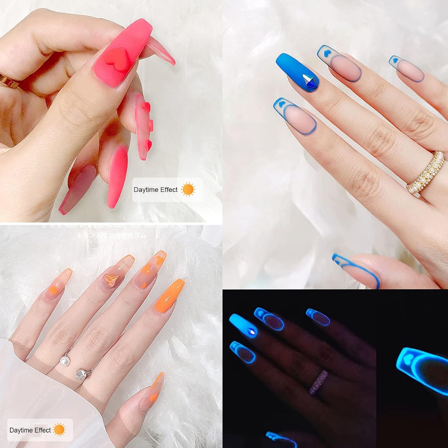 UV Gel Nail Polish Set - Soak Off, Glow in the Dark Neon Colors for Home DIY Manicure and Nail Salon