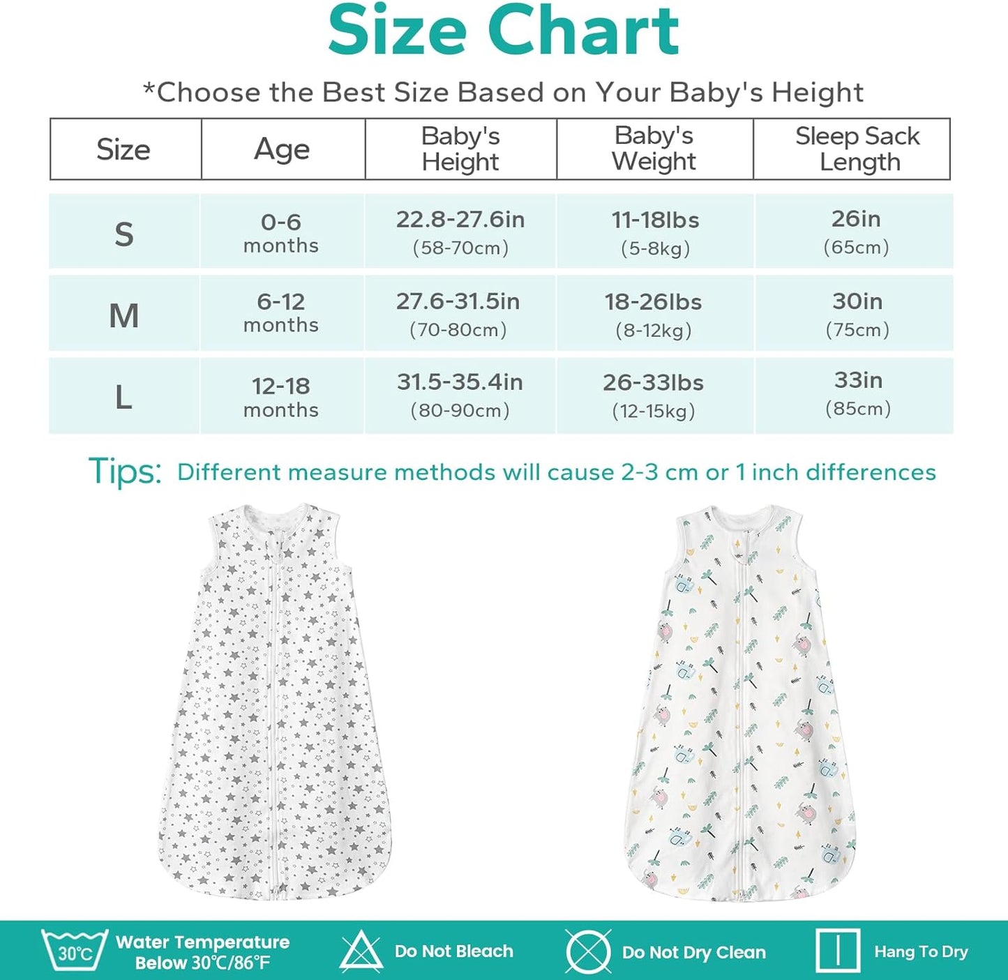 Baby Sleeping Bag 0.5 Tog 0-6 Months 100% Cotton Summer Sleeping Bag Baby 2 Pack Sleep Sack Elephants & Stars