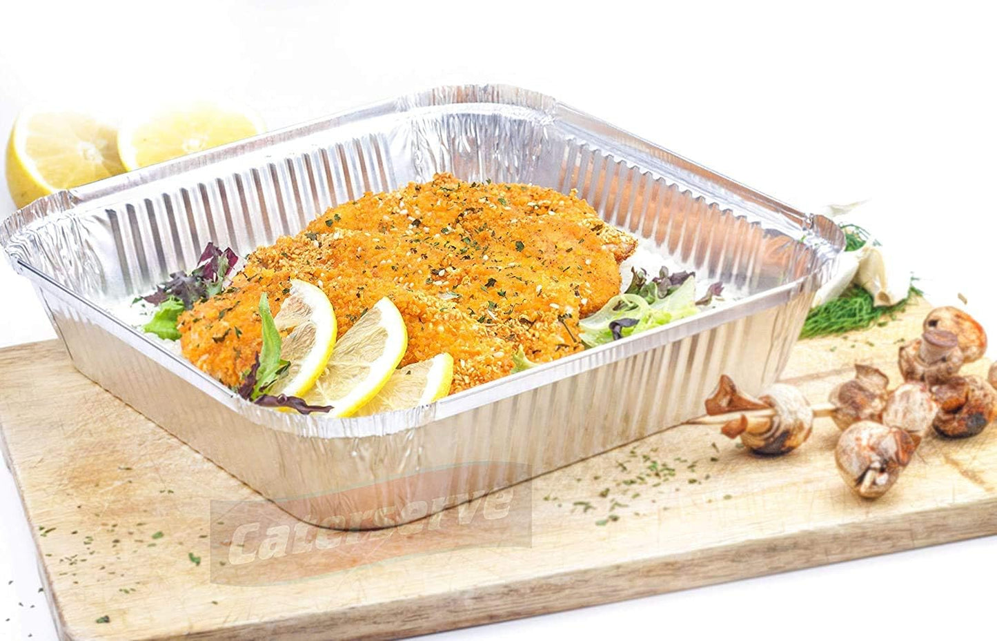 10 Aluminium Foil Trays with Lids - Large Tin Foil Containers with Paper Lids for Roasting, Baking, Broiling, Cooking, Food Storage and Freezing