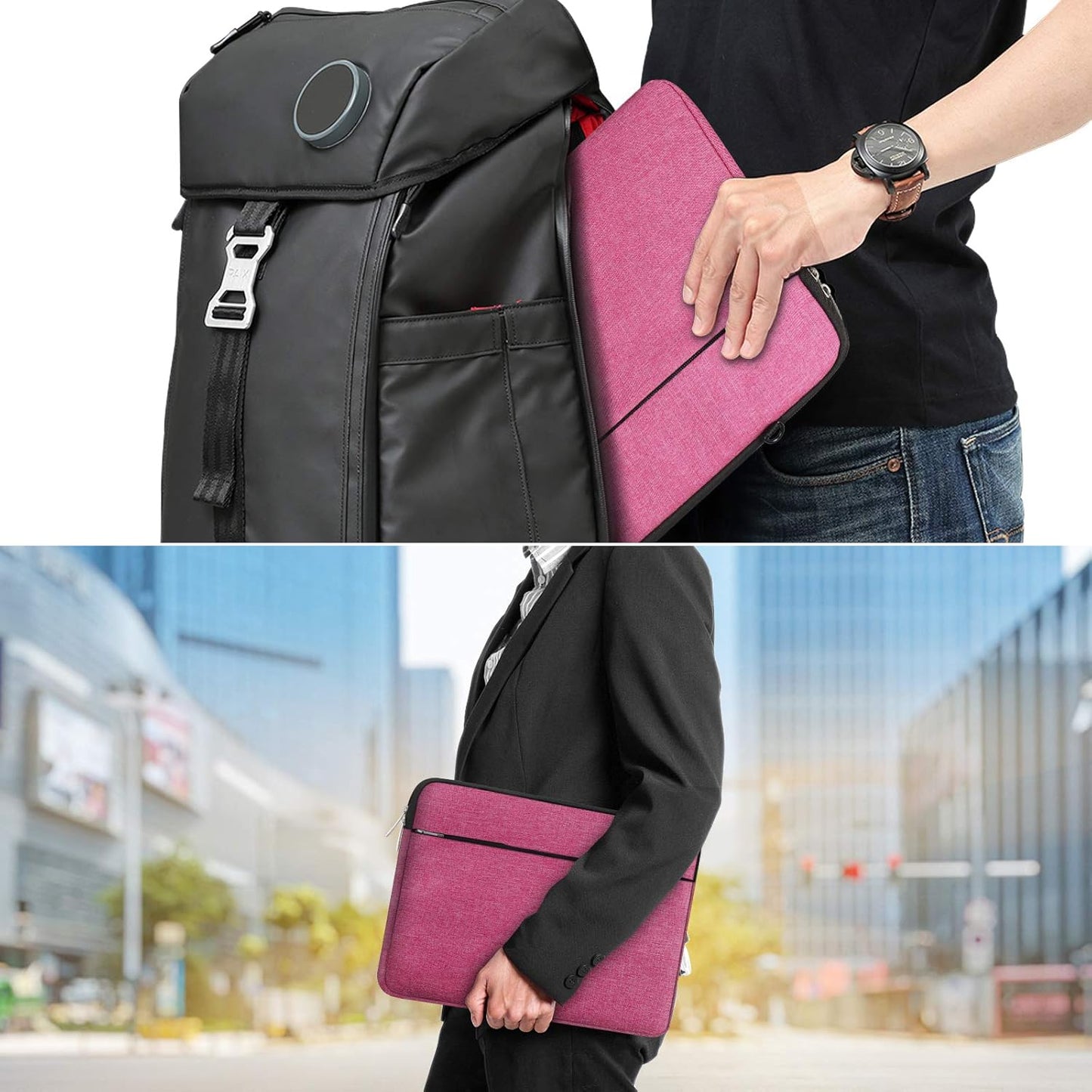 14-14.2 inch Laptop Sleeve Case, Waterproof Shock Resistant Lightweight Bag with Accessory Pocket, Protective Notebook Case with Detachable Small Bag, Compatible with 14.2” MacBook Pro A2442