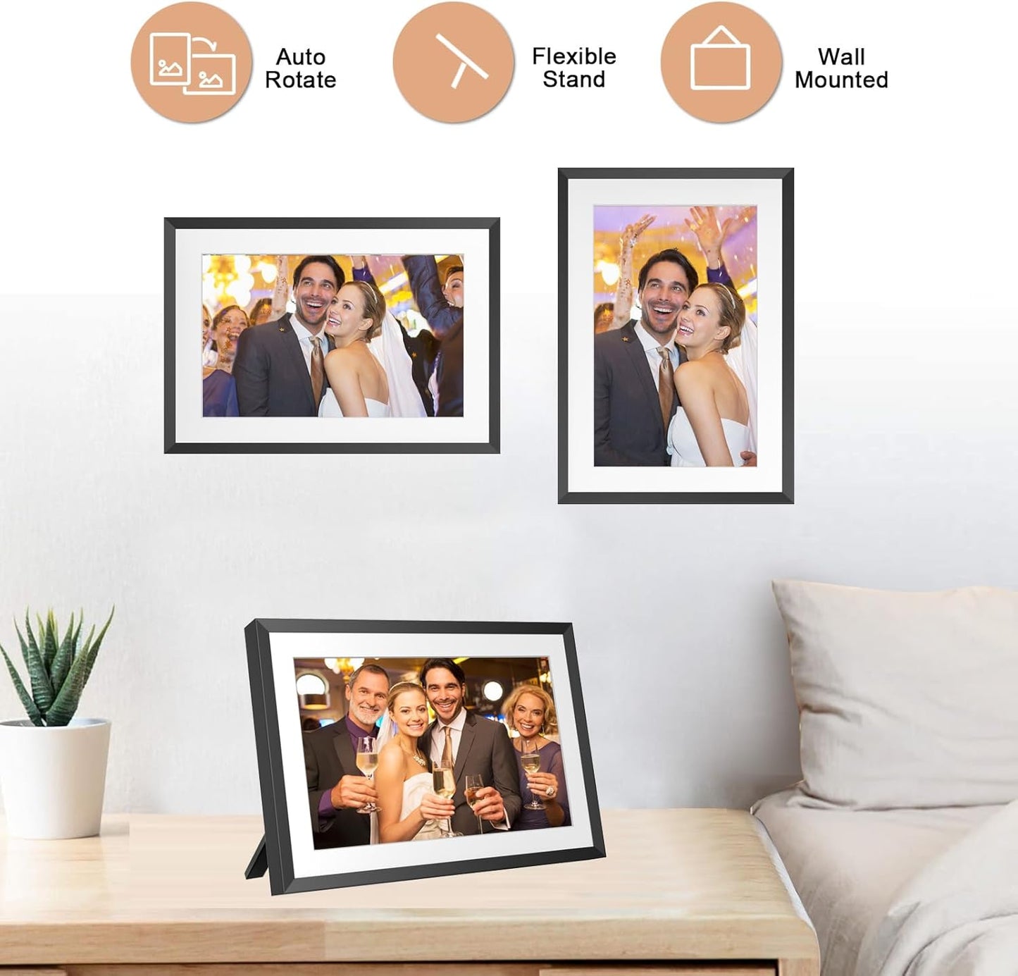 WiFi Digital Photo Frame, 10.1 Inch Digital Picture Frame, 1280x800 IPS LCD Touch Screen, Auto-Rotat