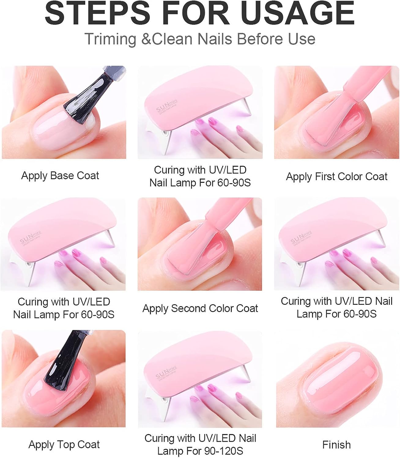 UV Gel Nail Polish Set - Soak Off, Glow in the Dark Neon Colors for Home DIY Manicure and Nail Salon