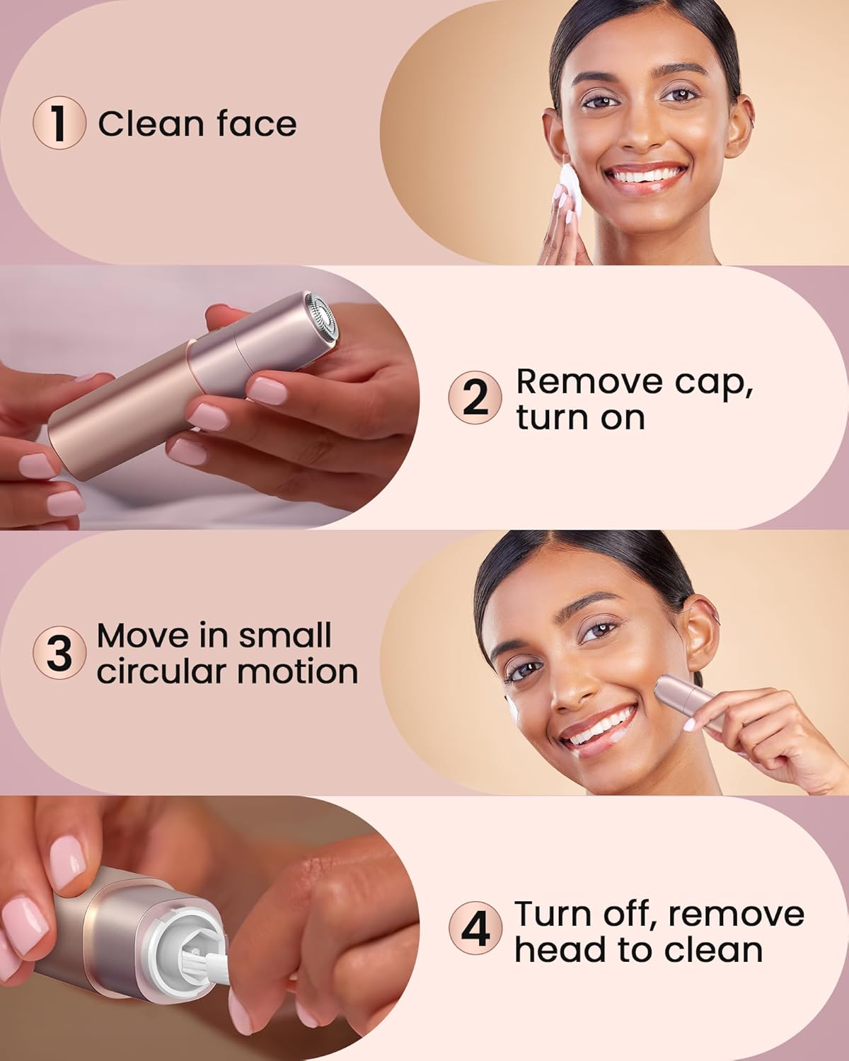 Facial Hair Remover for Women, Painless Lady Shaver with one Replacement Head