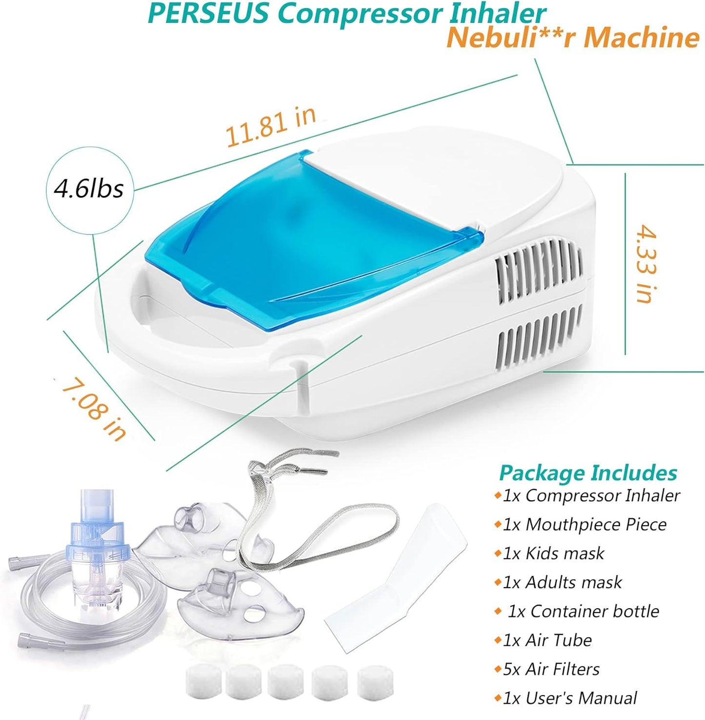 Compressor Steam Inhaler Machine for Kids and Adults Home & Travel use