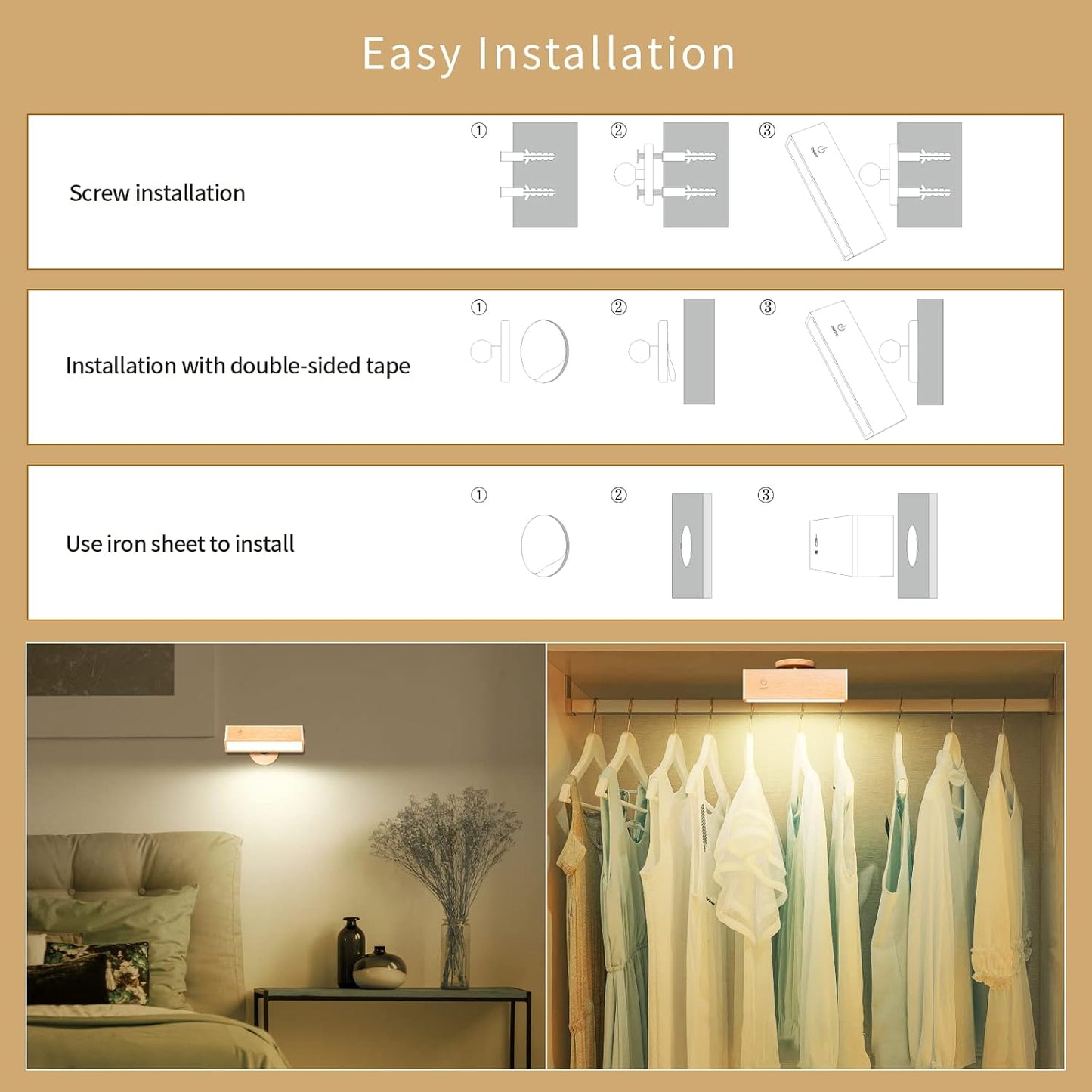 Wall Light, Reading Light Wall Mounted, Battery Operated Wall Lights Buit-in 4000mAh Large Battery, 360° Free Rotation, 98 Brightness Levels