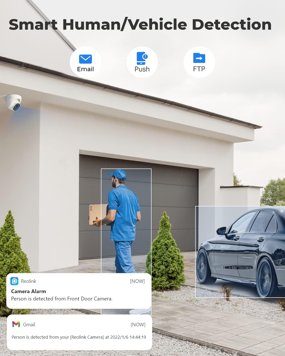 4K Ultra HD PoE CCTV Camera with Human/Vehicle Detection, Smart Motion Alerts, Time Lapse, IP67 Weatherproof, Audio Recording, 820A