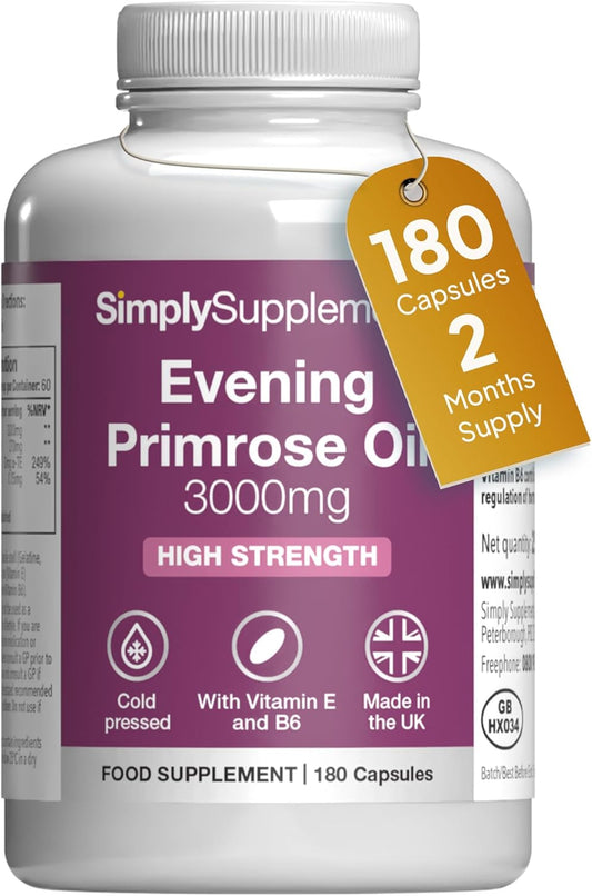 Evening Primrose Oil 3000mg Capsules with Vitamins B6 & E