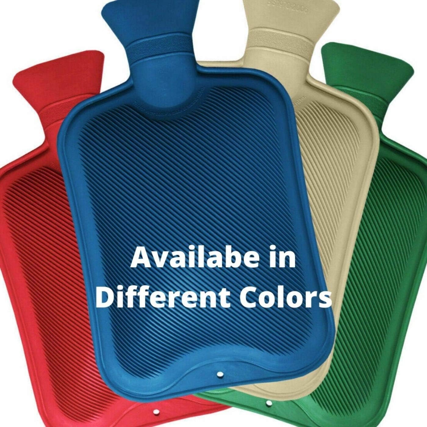 Pack of 2 Hot Water Bottles | Natural Rubber Large Hot Water Bottle 2L | Red Hot Water Bag for Pain Relief Secure & Leakproof