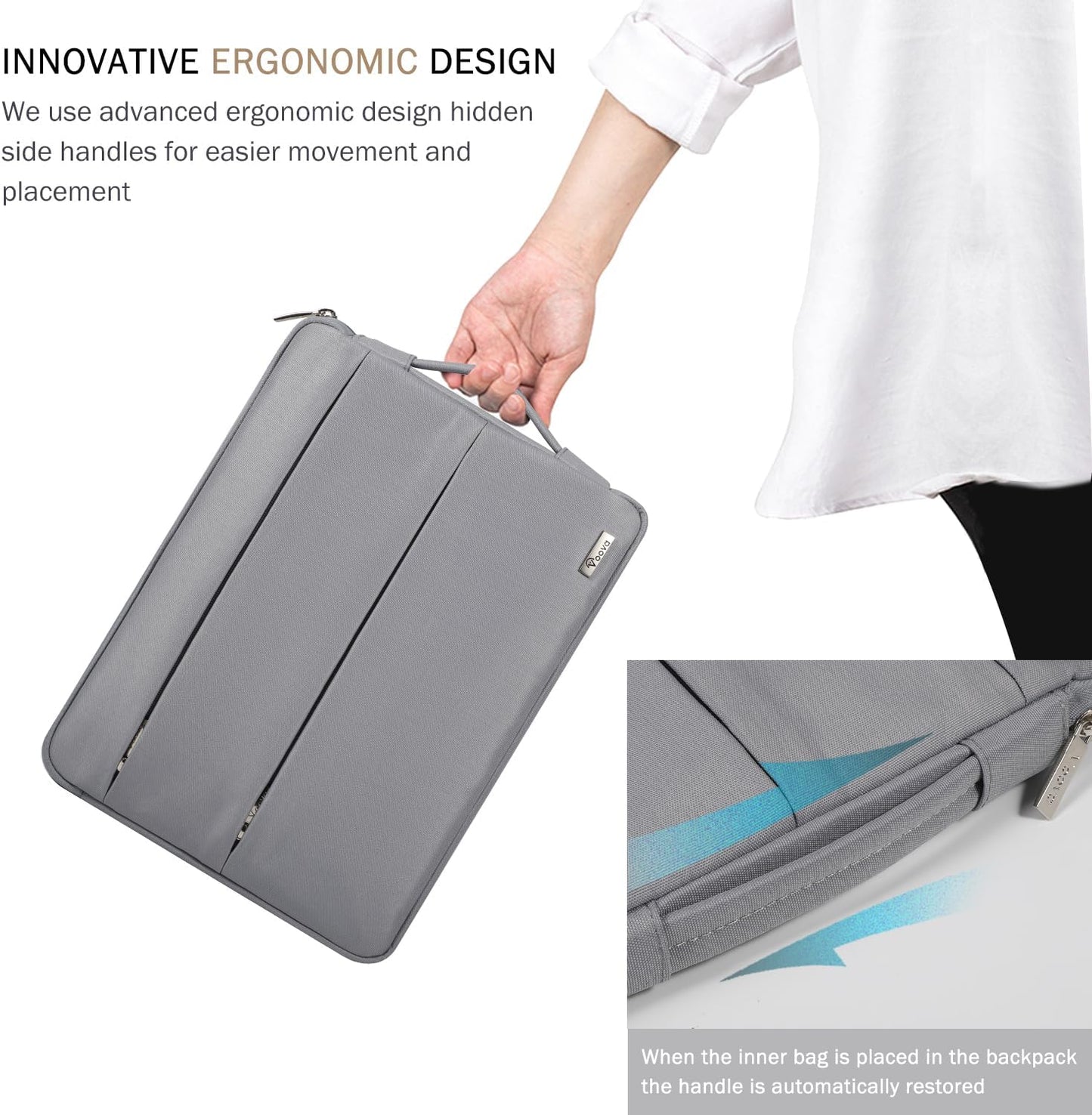 Laptop Sleeve Case 14-15 Inch with Handle, Waterproof Slim Computer Cover Bag Compatible with MacBook Air M2/M3 15, MacBook Pro 15, 15” Surface Laptop 5/4, Hp chromebook 14, Silver Grey