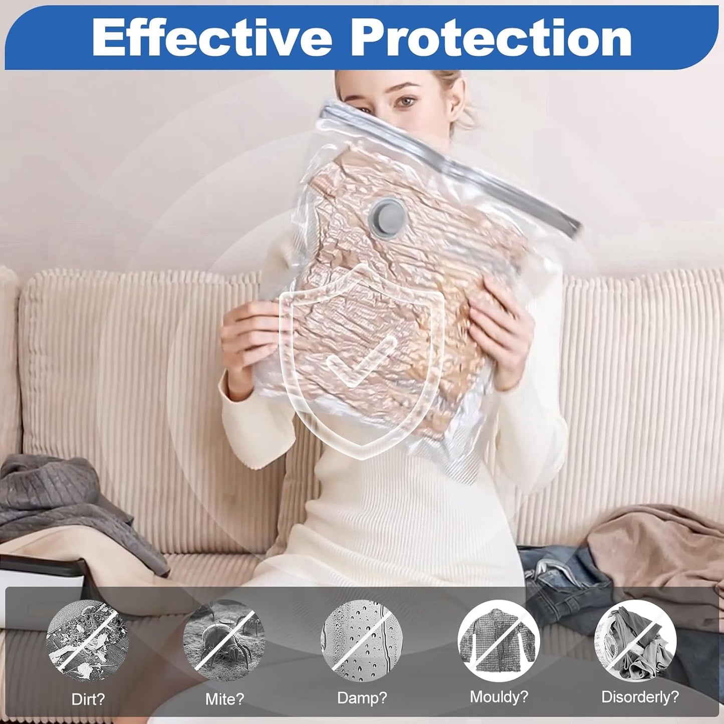 Vacuum Storage Bags for Clothes, Vacuum Bags with Electric Pump Saver Bags for Duvets, Bedding, Pillows, Clothes, Quilts
