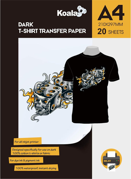 Premium Inkjet Iron On T Shirt Transfer Paper for Black and Dark Fabrics