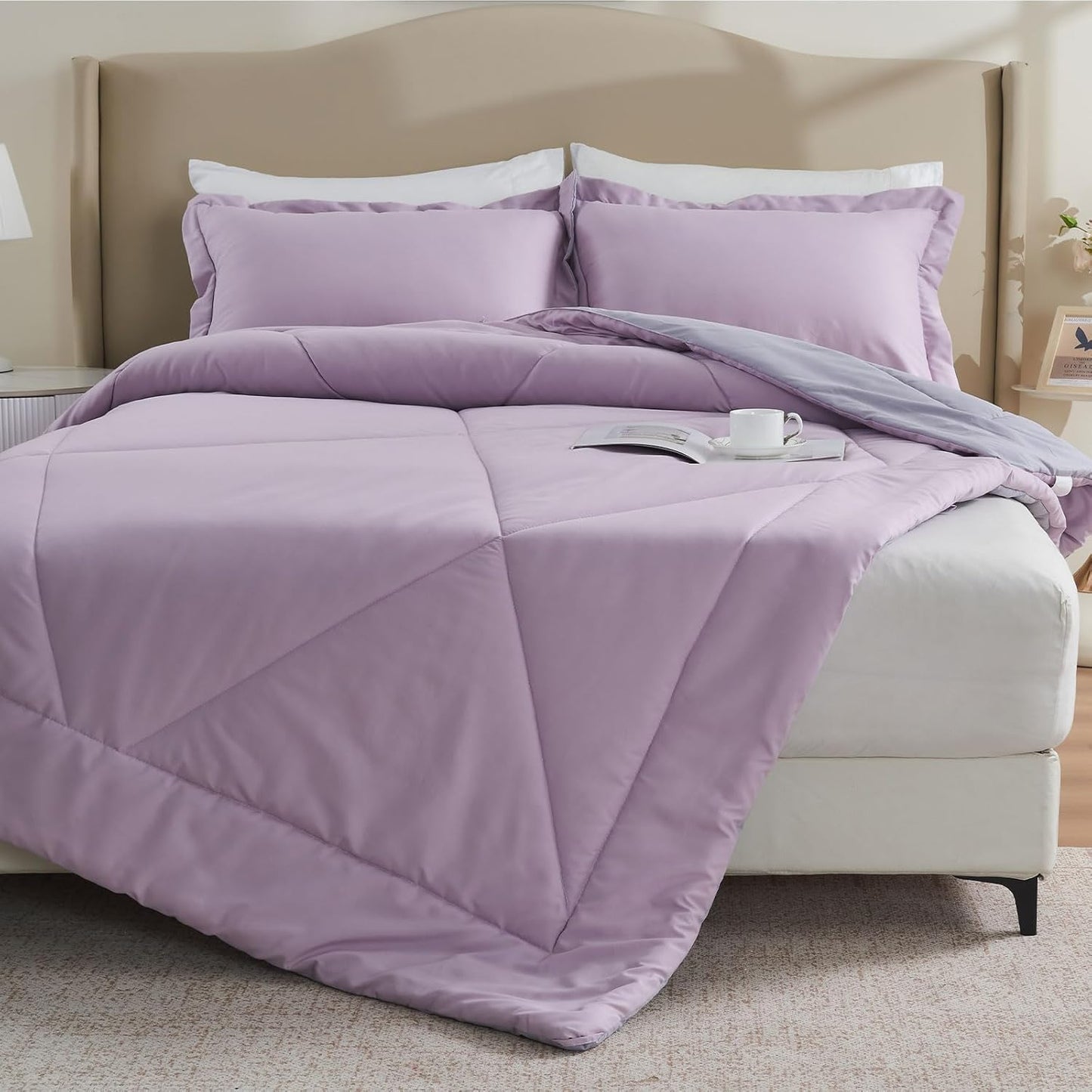 Summer Duvet King Size, 4.5 Tog Down Alternative Comforter Set with 2 Shams, Reversible Coverless Duvet Microfiber Soft Bed Quilt for All Seasons, Machine Washable
