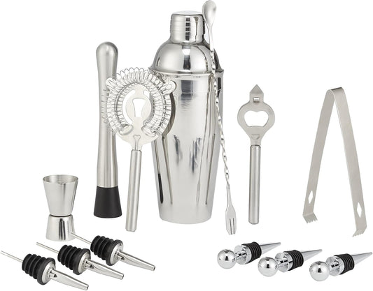 13-Piece Stainless Steel Bar Tools Set w/ 710-ml Shaker, Jigger, Muddler, Pourer