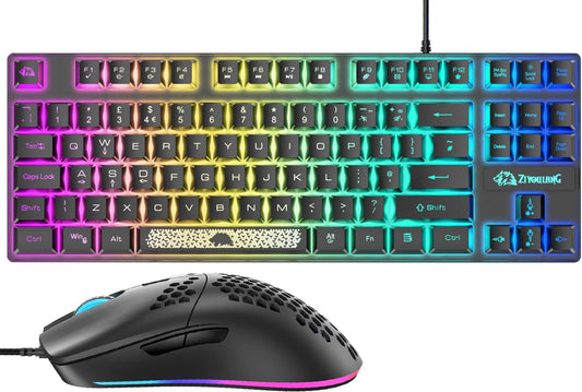 Gaming Keyboard Mouse Combo with RGB Backlit Keyboard and Programmable Gaming Mouse