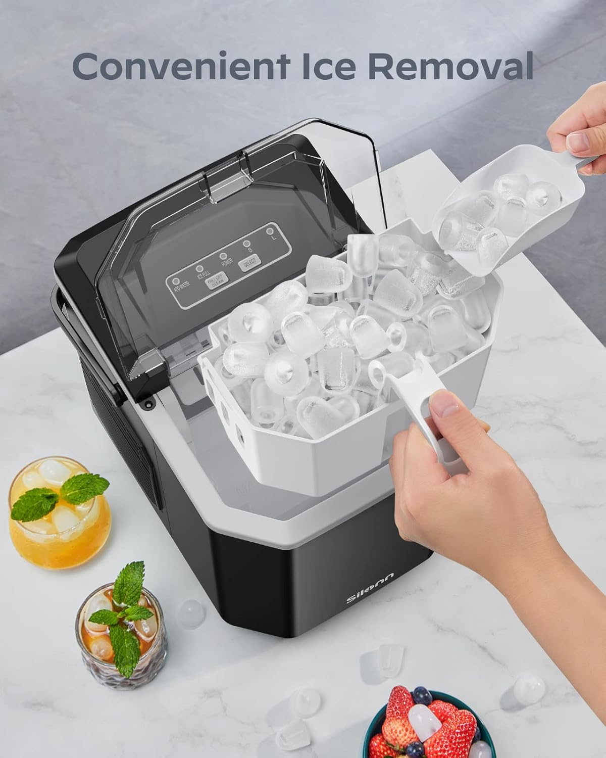Ice Maker Machine Countertop Ice Machine, Self-Cleaning Ice Maker, Portable Ice Cube Maker Machine for Home/Kitchen/Office/Bar