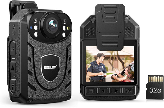 KJ21 Body Camera, 1296P 32GB Police Body Cams for Security, Walking Pets, Personal Body Worn Camera