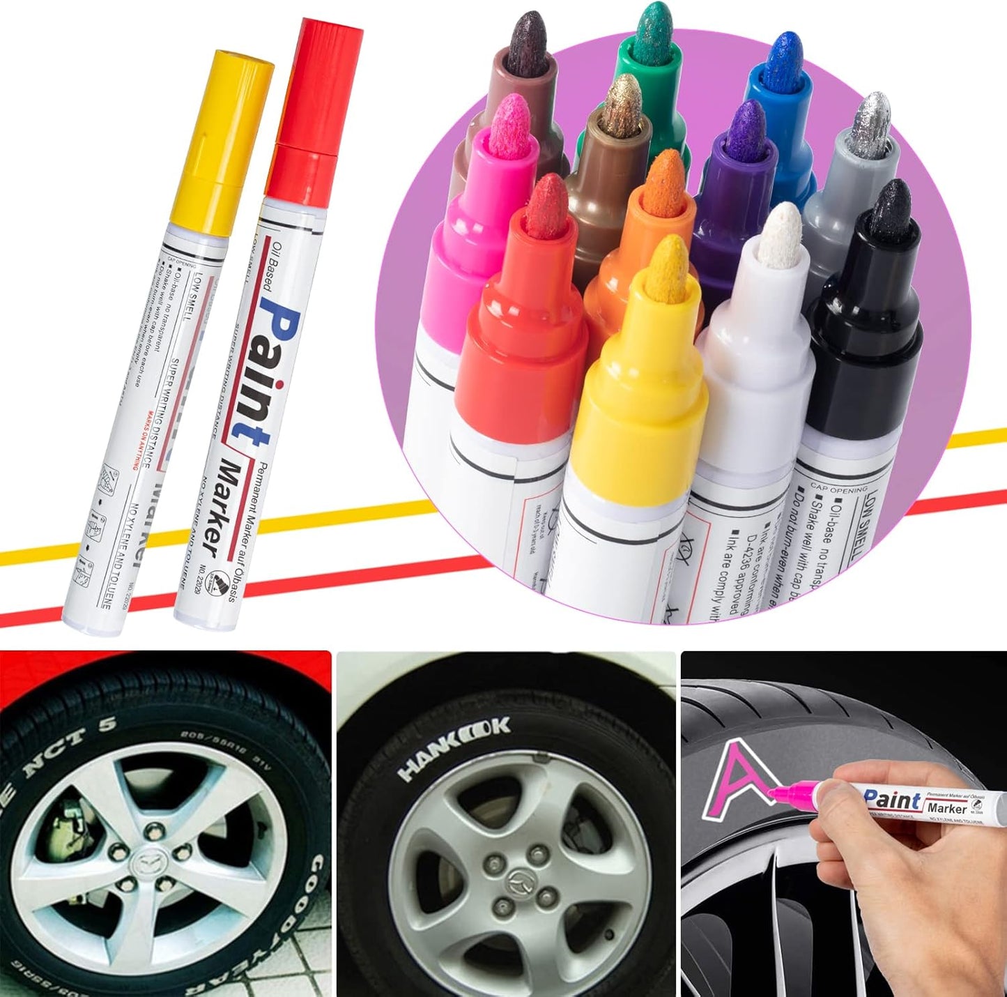 Paint Pens Paint Markers on Almost Anything Never Fade Quick Dry and Permanent, Oil-Based Waterproof Paint Marker Pen Set for Rocks Painting, Wood, Fabric, Plastic, Canvas, Pumpkins, Mugs, DIY Craft