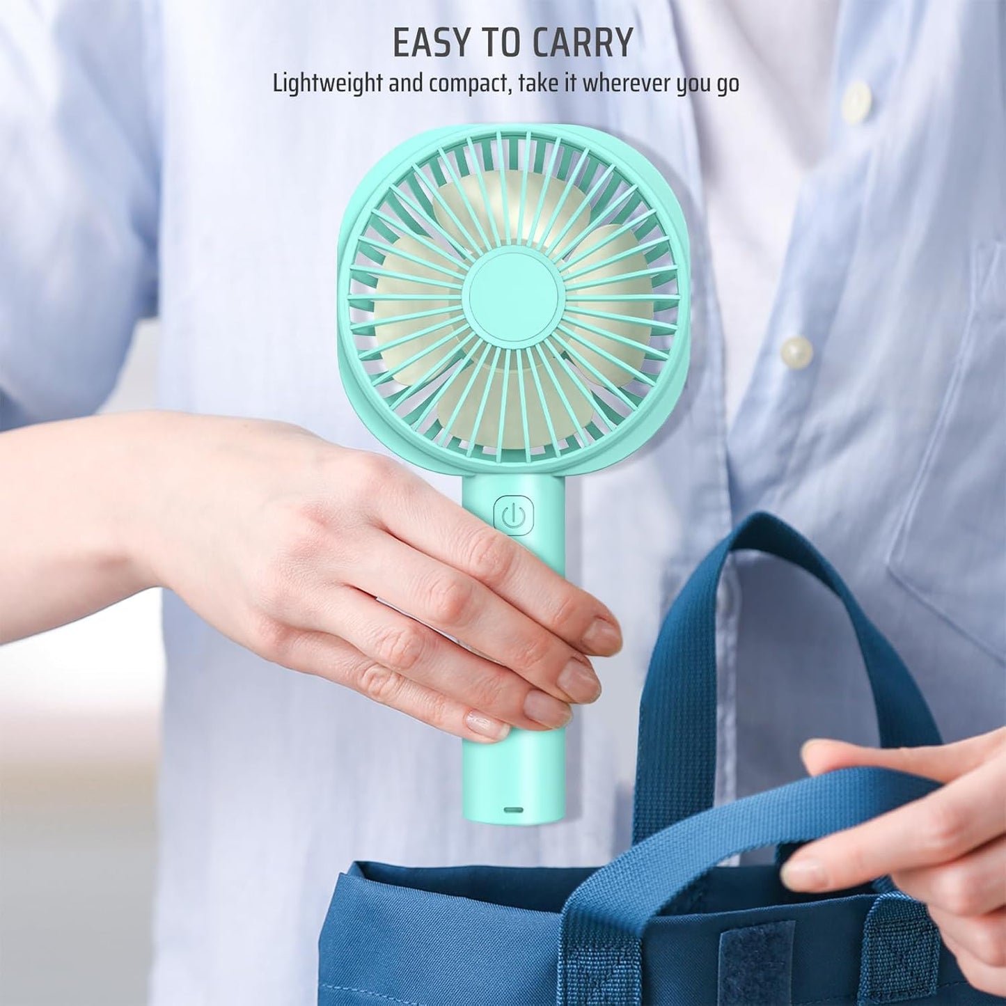 Mini Handheld Portable Fan with USB Rechargeable Battery 2600 mAh, Personal Desk Electric Cooling Fan 3 Speeds with Base, Fit for Home Sport Travel Office Room Table Outdoor School