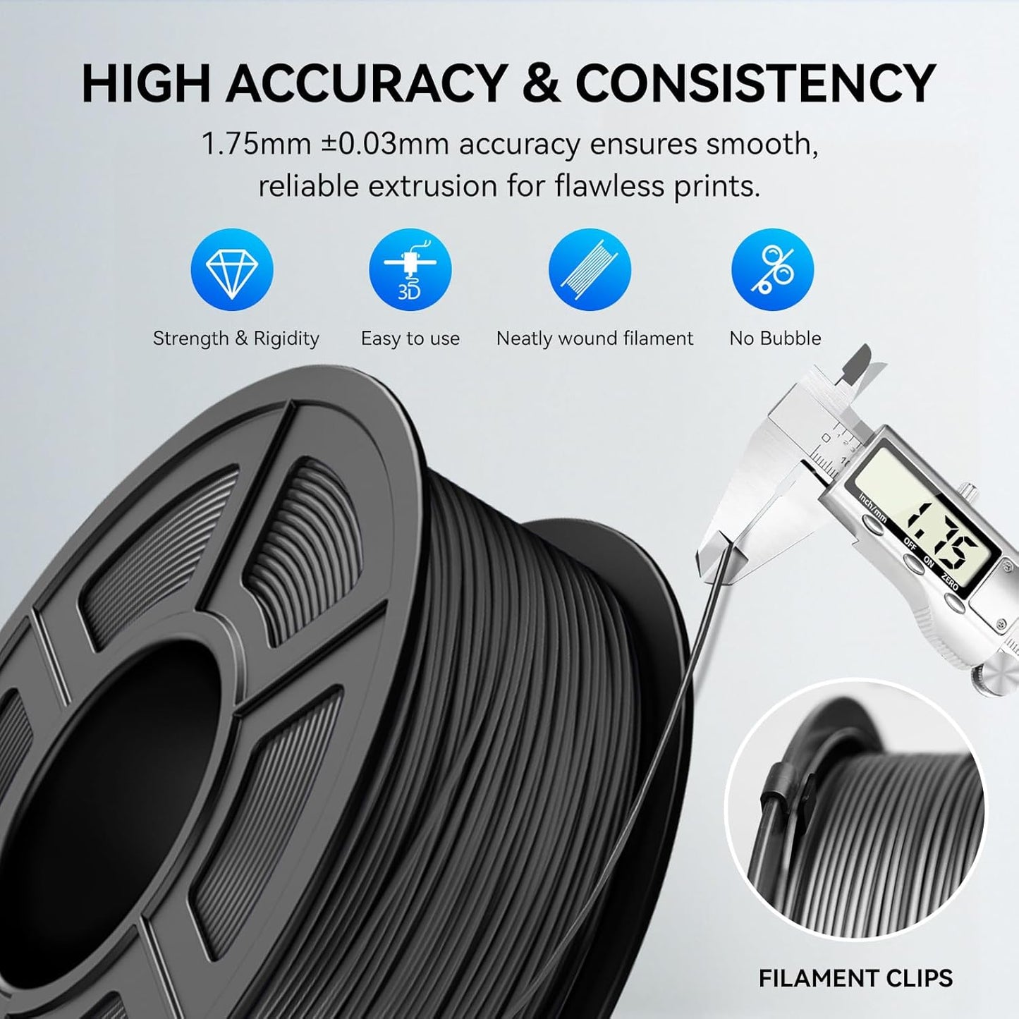 TPU Flexible Filament 1.75mm, 3D Printer Filament, Dimensional Accuracy +/- 0.03 mm, 0.5KG Spool, 1.75 mm, TPU White