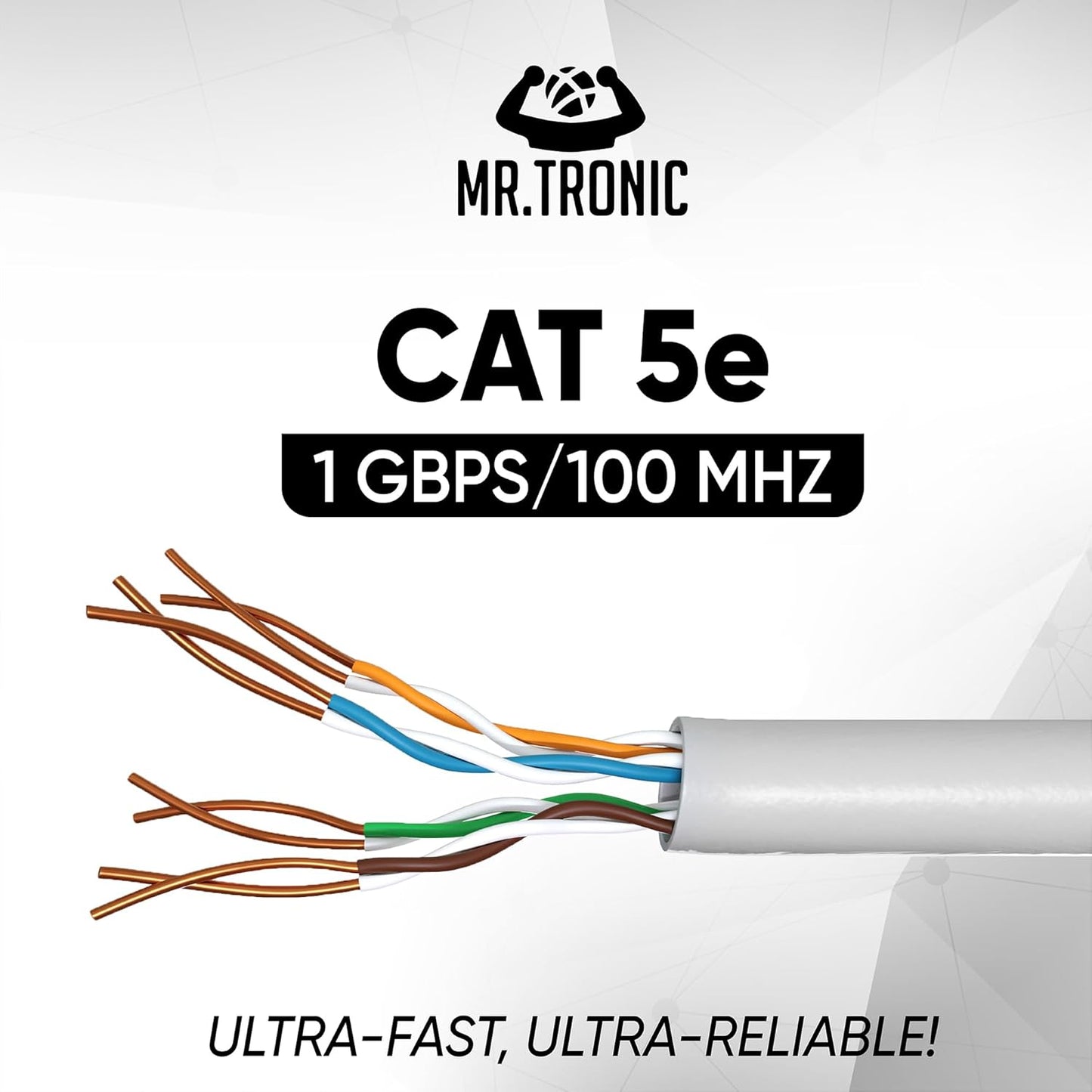 Bulk Cat 5E Ethernet Cable 50m, High Speed LAN Ethernet Network Cable, 50m Bulk Cat5E Internet 1 Gbps, 100 MHz, ADSL AWG24, UTP CCA